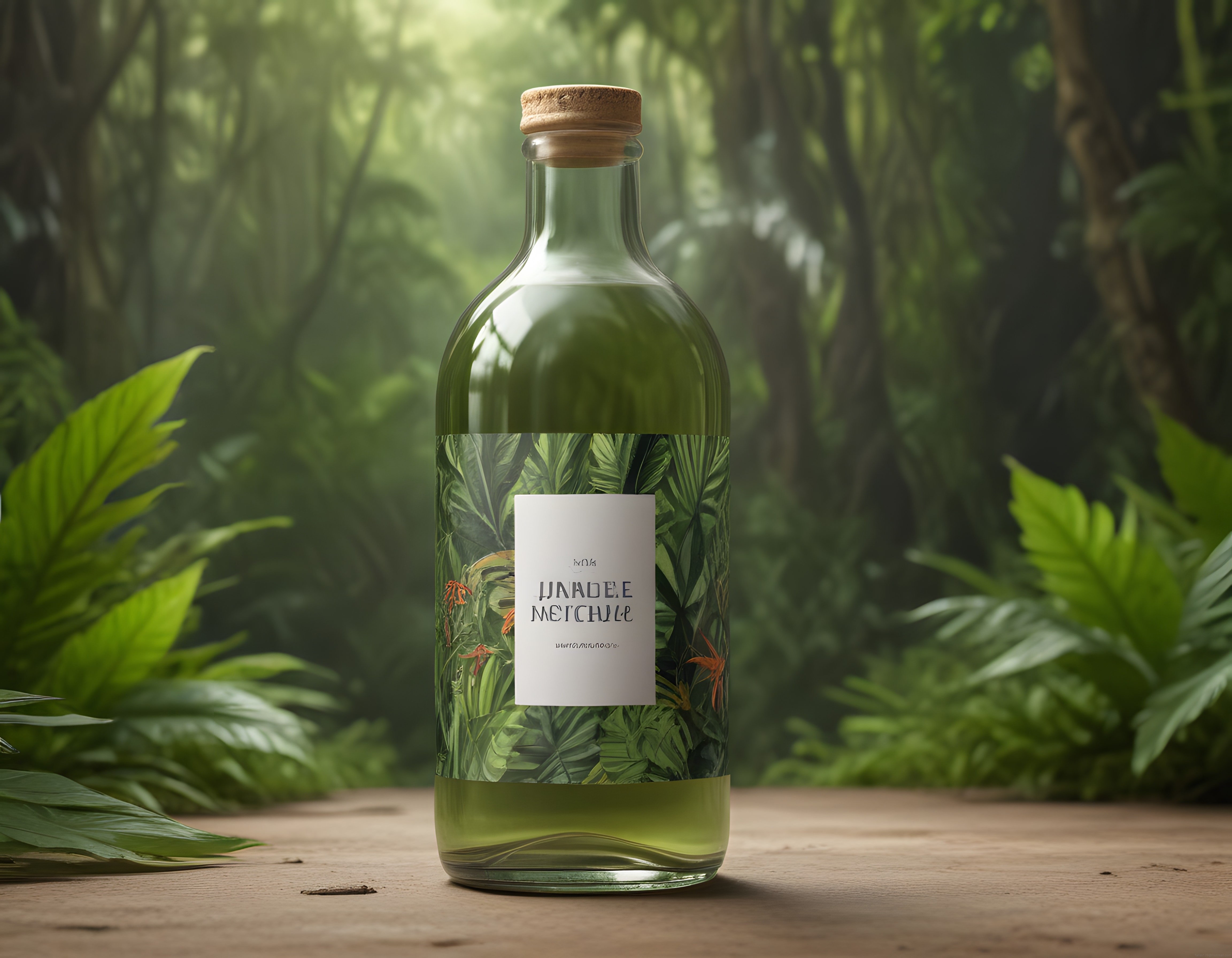 Tropik Orman Ambiyansında Jungle Meychile Doğal İçecek Şişesi