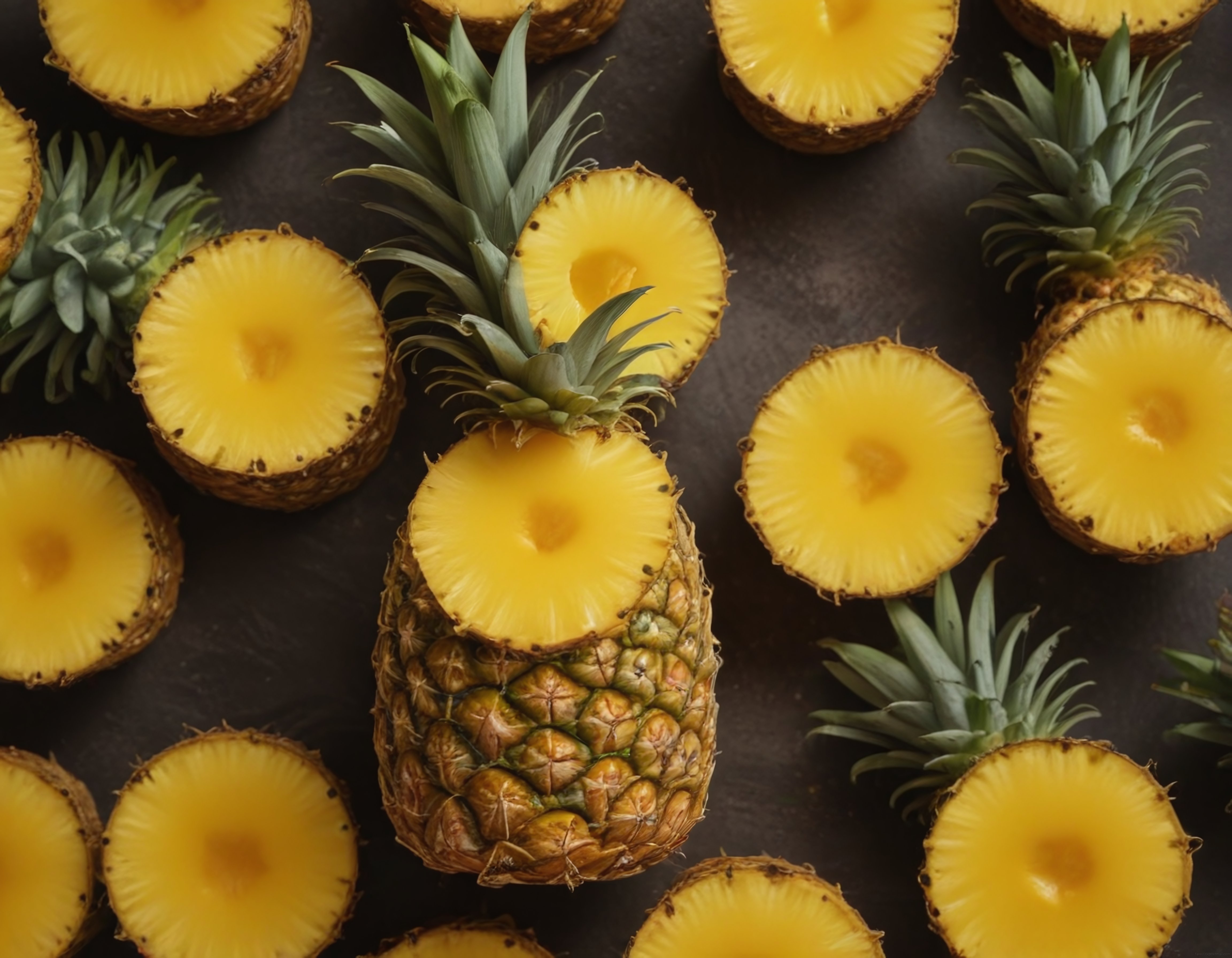 Tropikal Ananas Sunumu: Taze Dilimler ve Egzotik Mutfakın Renkleri