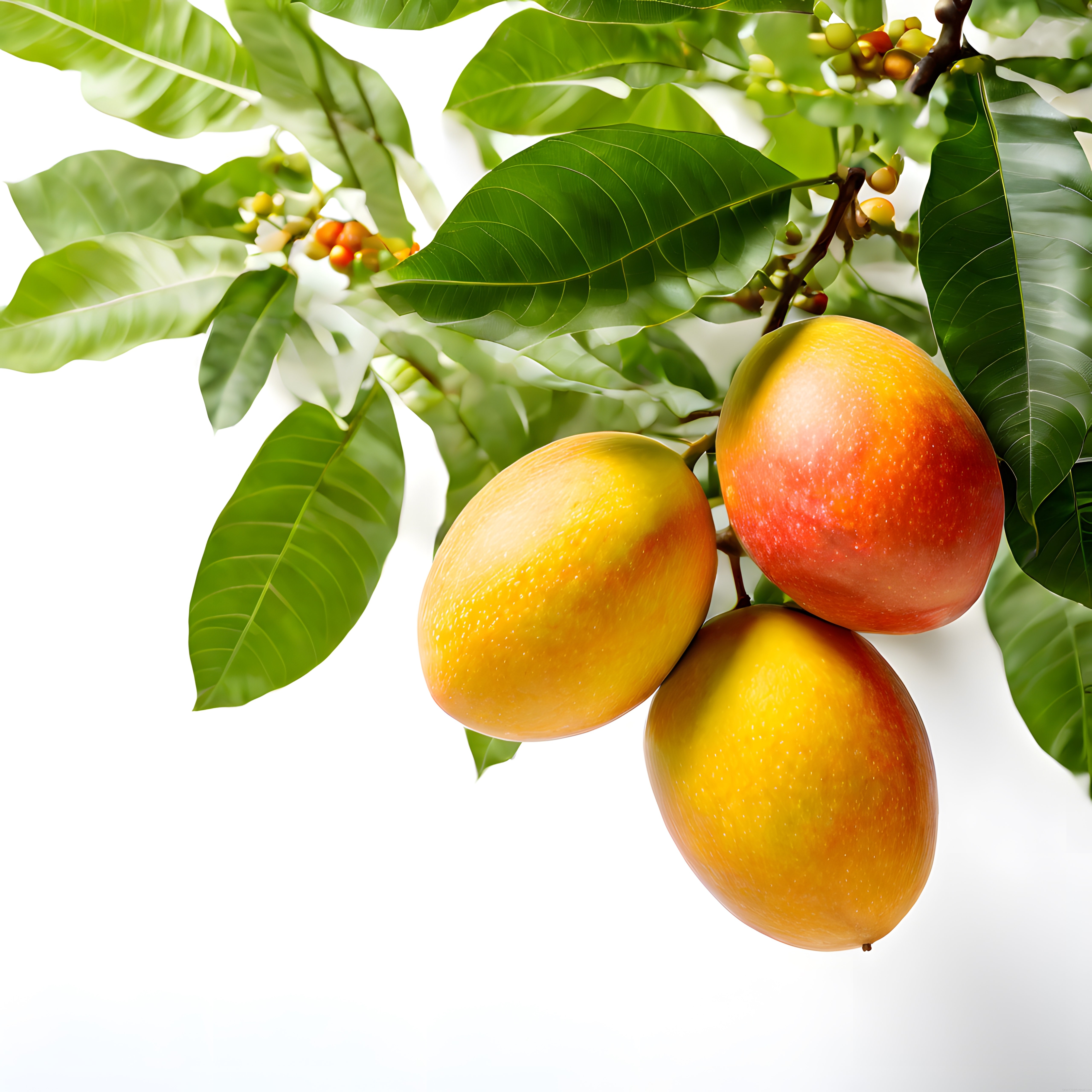 Tropikal Bahçeden Taze ve Olgun Mango Meyvelerinin Yakın Çekimi