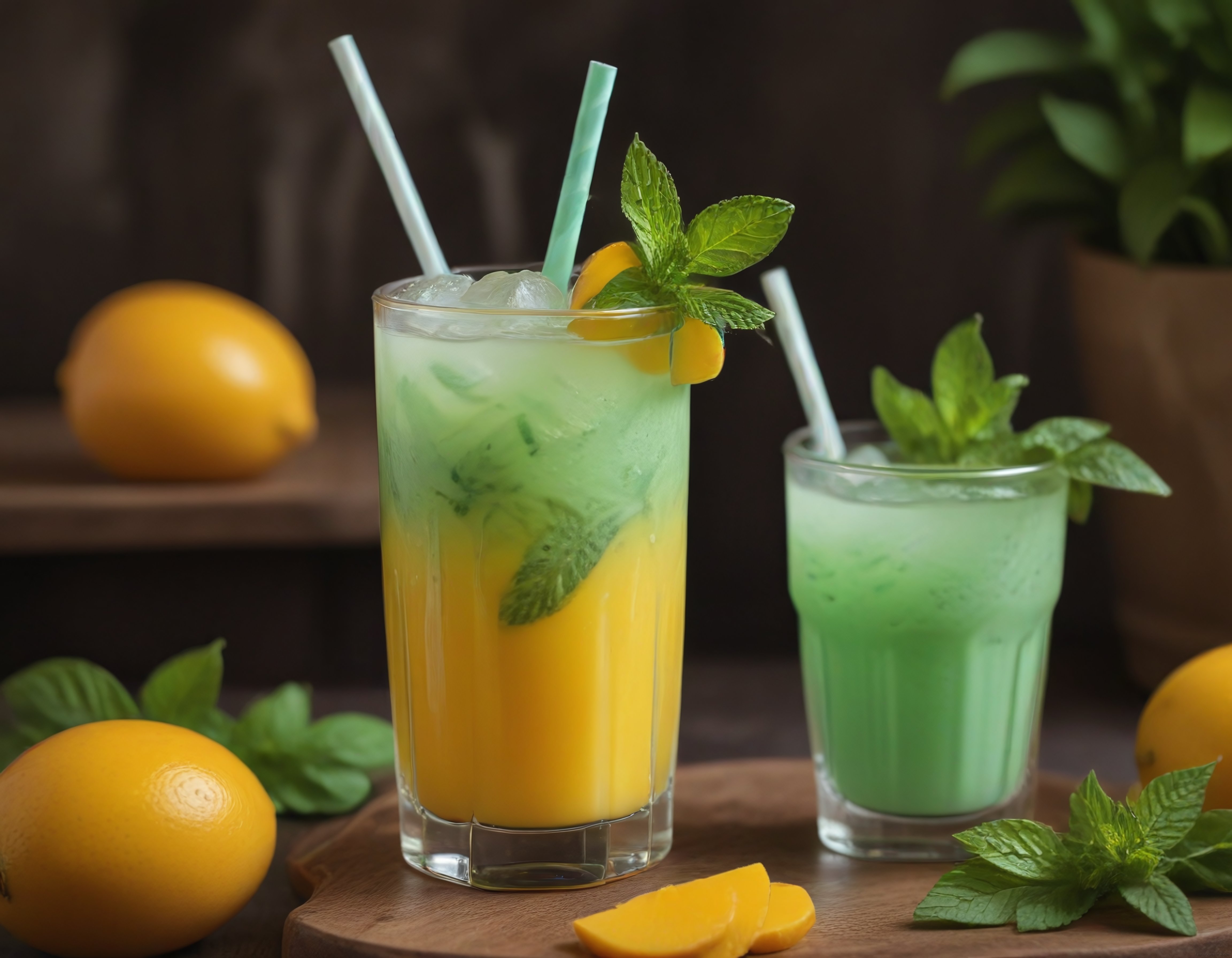 Tropikal Mango Naneli Buzlu İçecek: Serinletici Yaz Kokteyli ve Taze Sunum