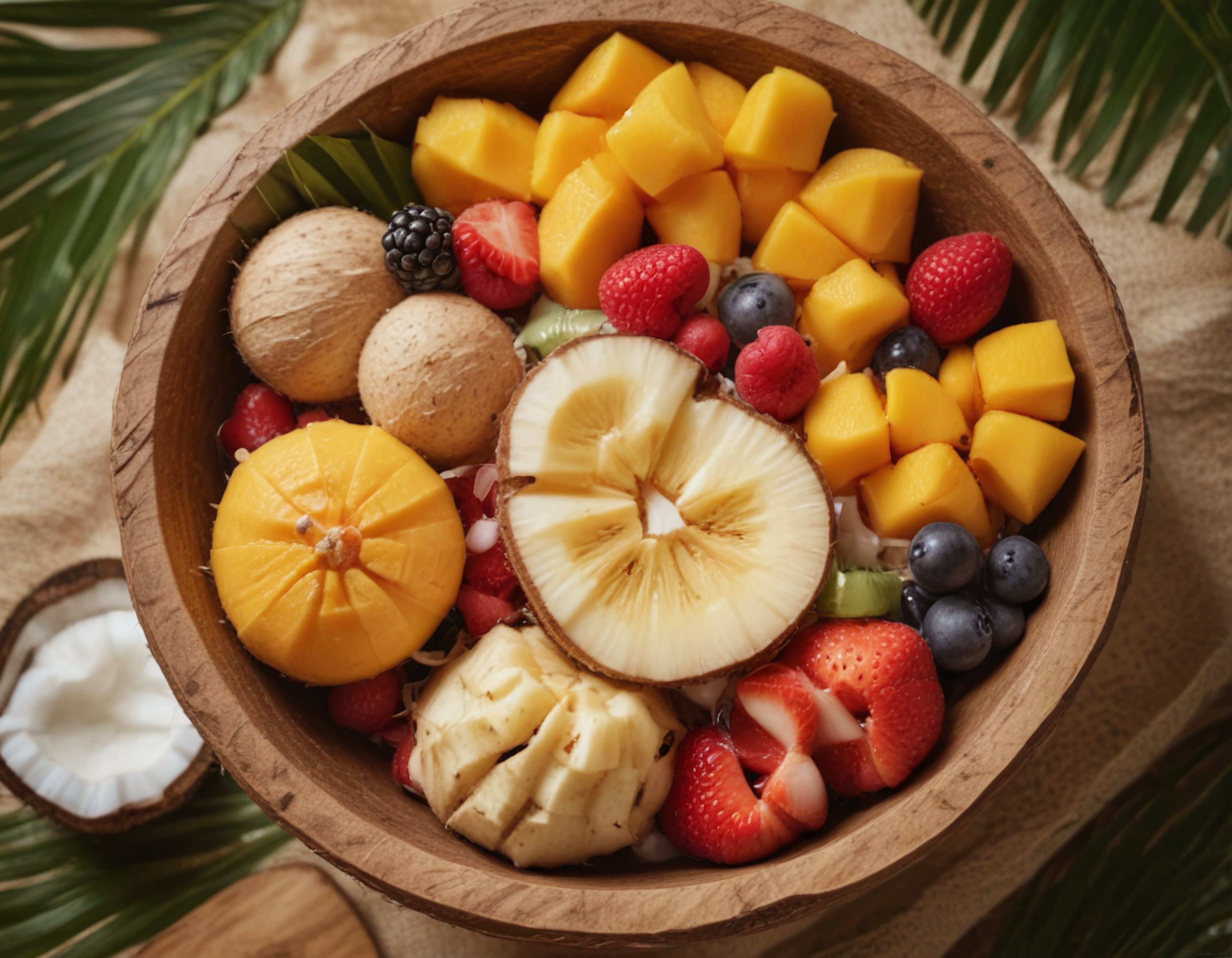 Tropikal Meyve Kasesi: Taze Mango, Ananas ve Çilek ile Yaz Lezzeti