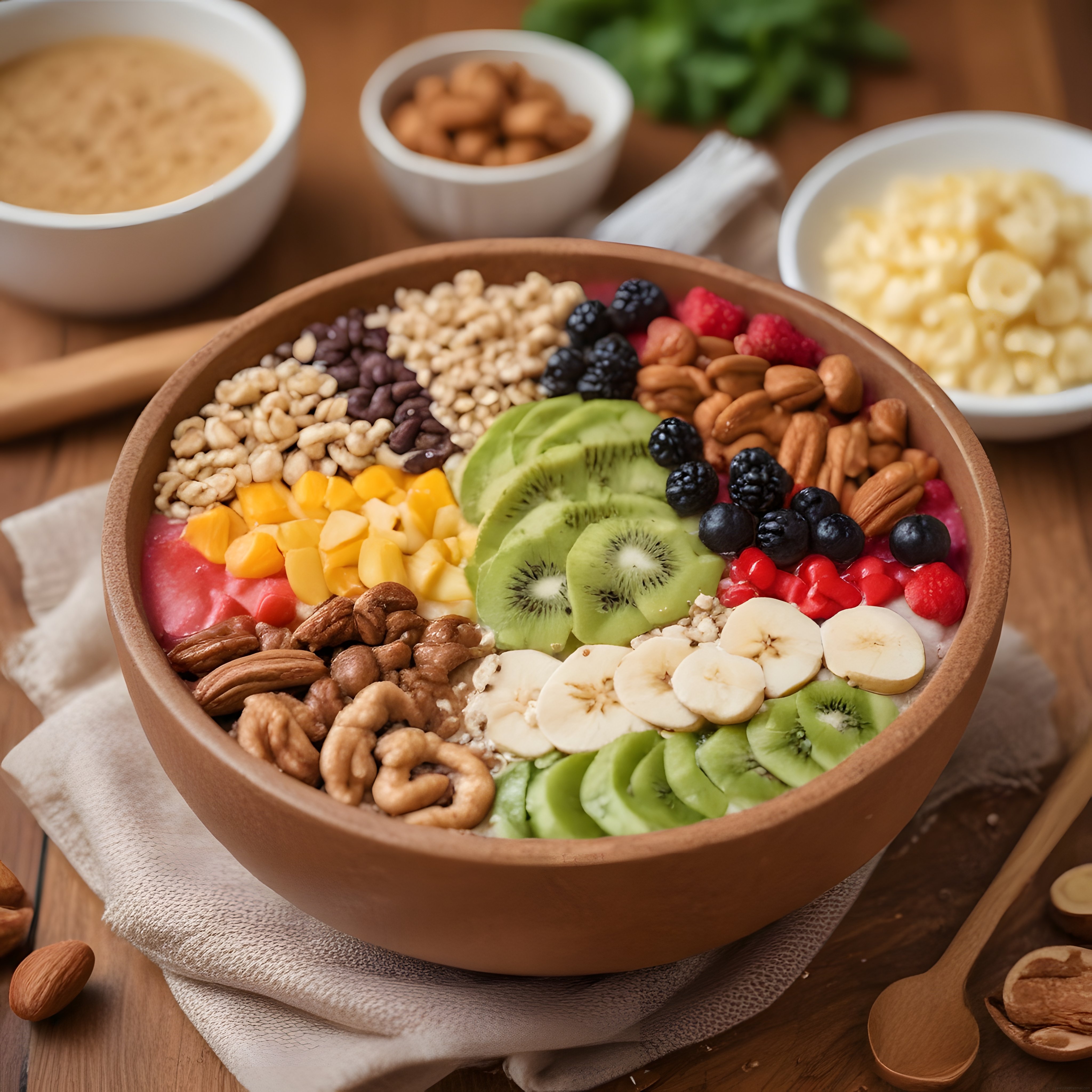 Tropikal Meyveli Kuruyemişli Rengarenk Smoothie Kasesi ile Sağlıklı Kahvaltı