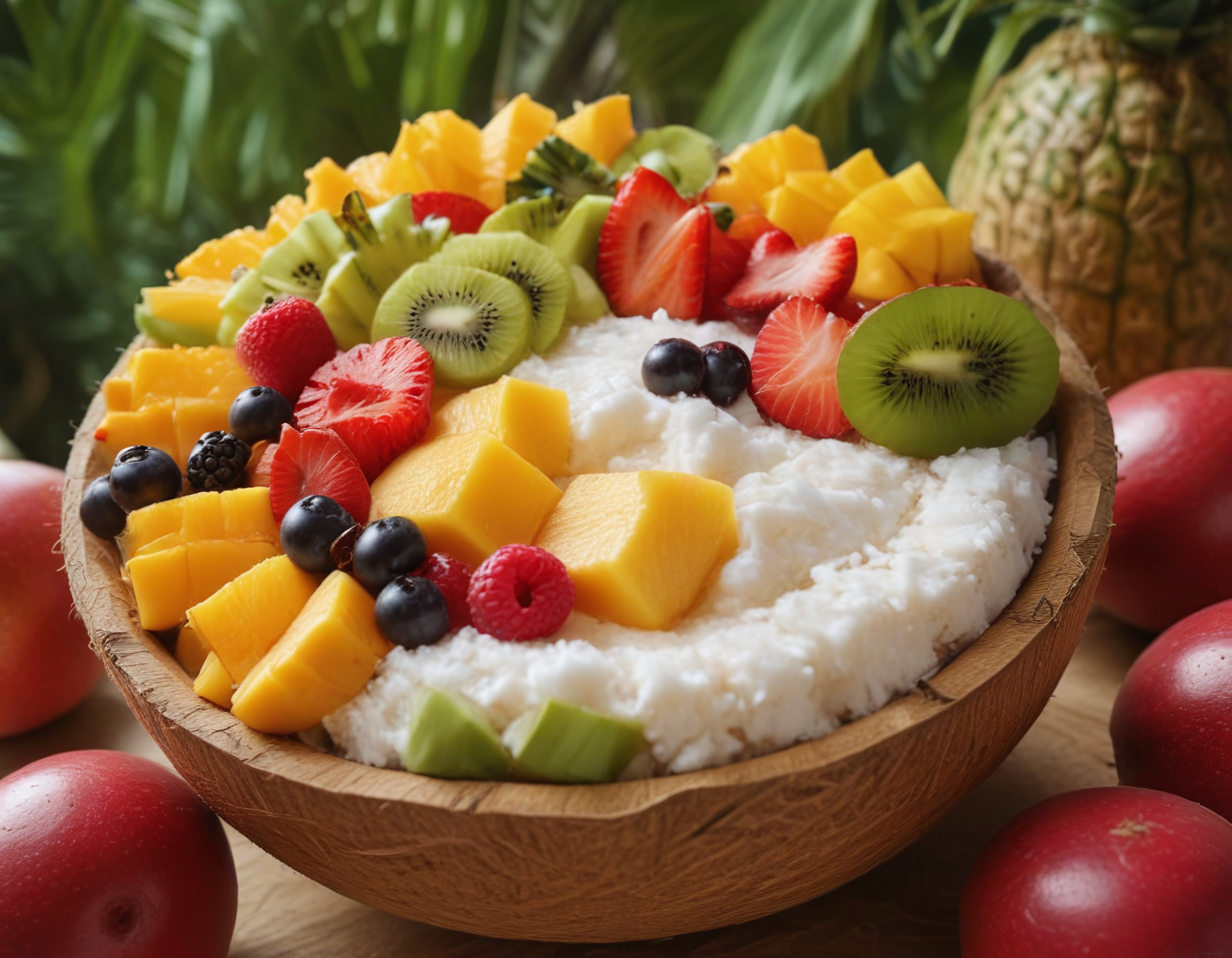 Tropikal Meyveli Yoğurt Kasesi: Mango, Kivi ve Çilekle Renkli Kahvaltı