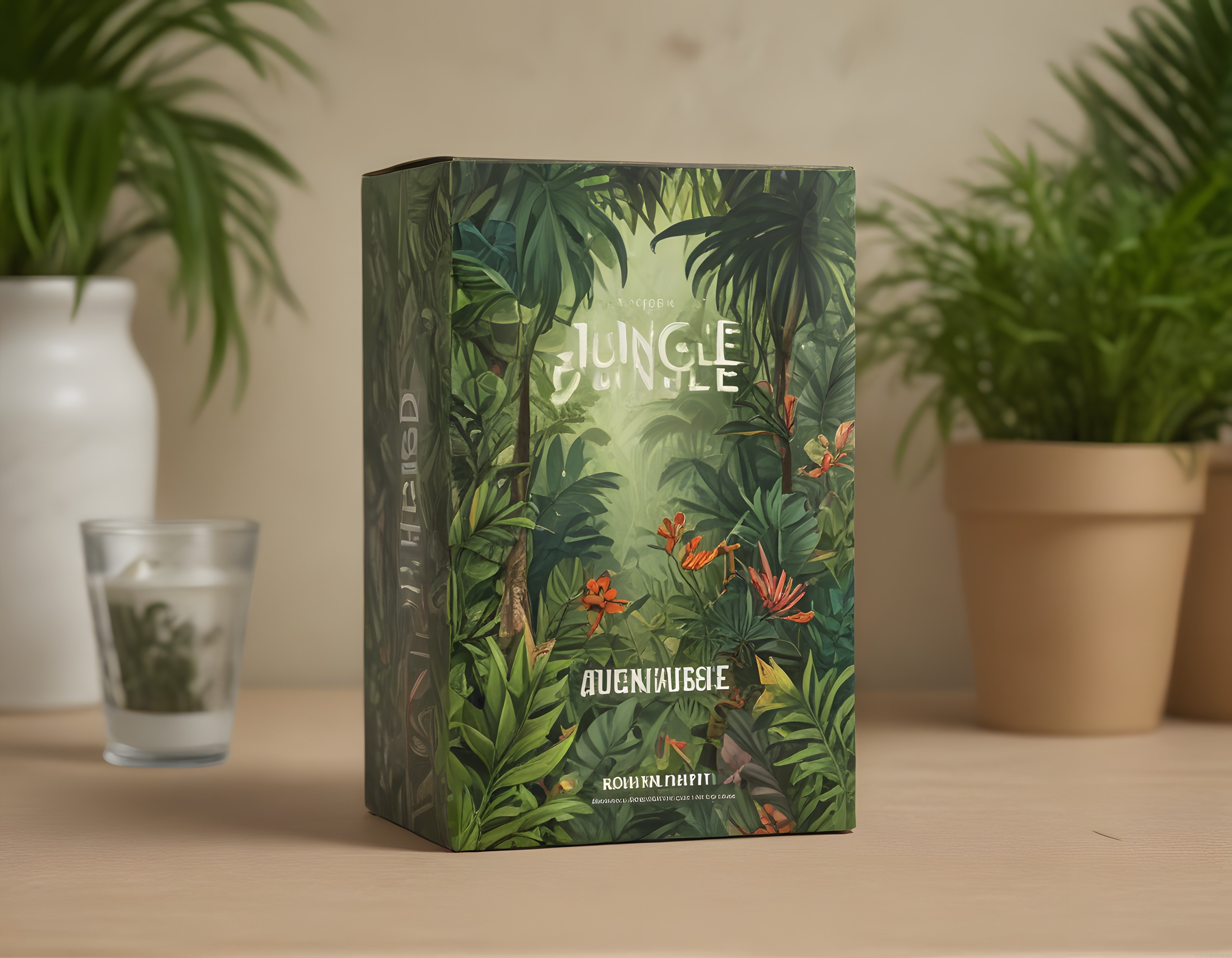 Tropikal Orman Desenli Jungle Adventure Ürün Kutusu ve Stüdyo Çekimi