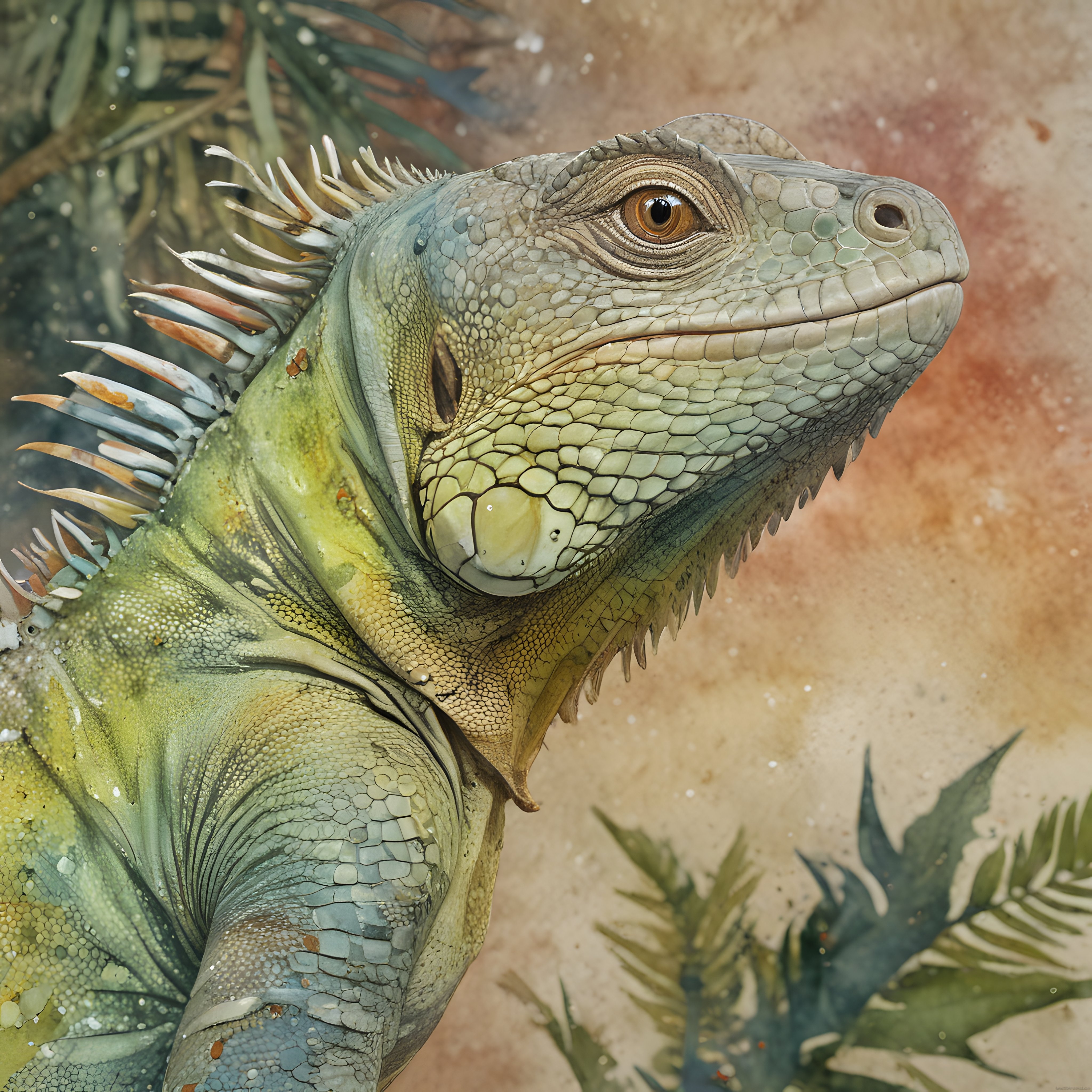 Tropikal Ormanın Gizemli Sakini: Yeşil Iguana Yakın Çekim Portresi