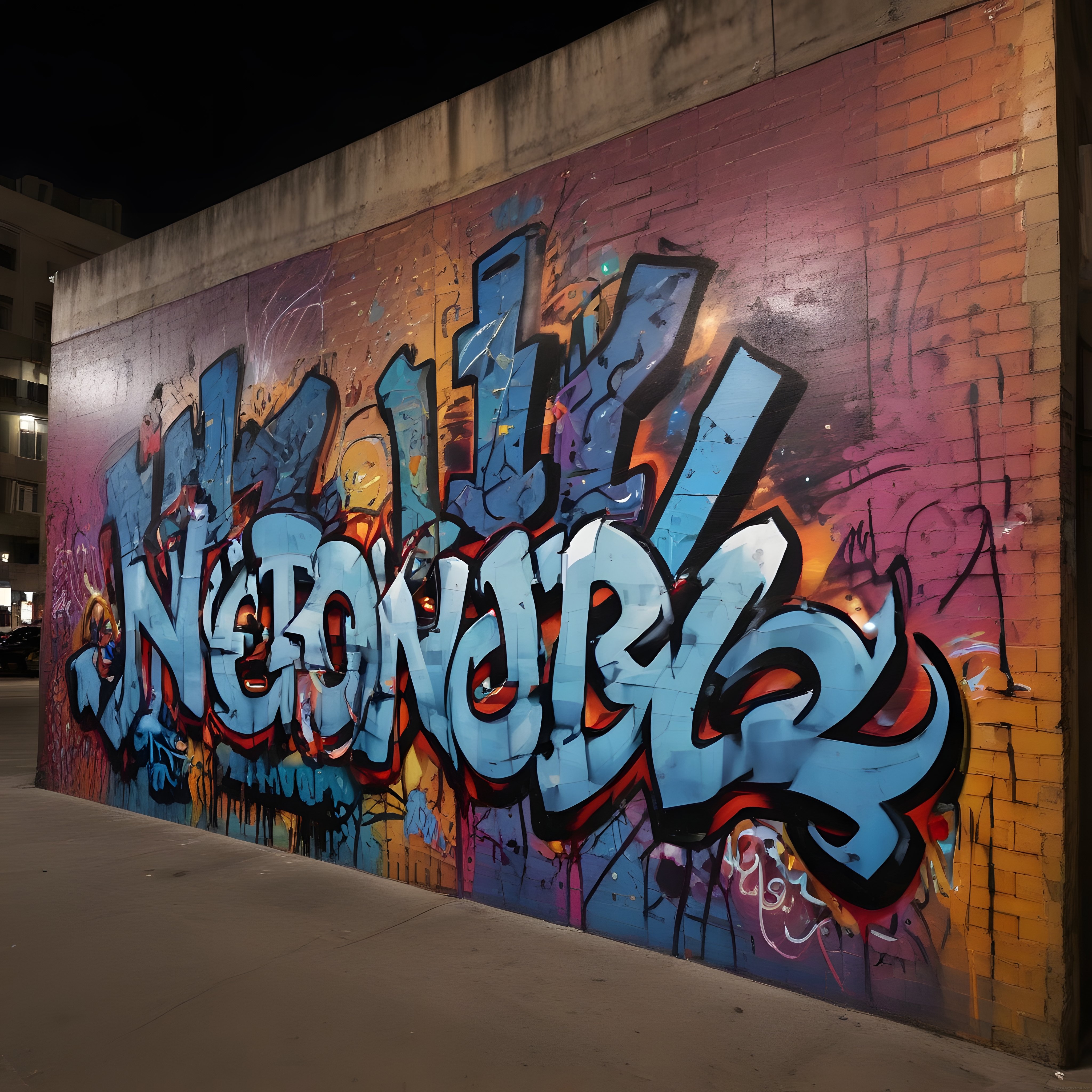 Tünel Duvarındaki Canlı Renkleriyle Büyüleyici Gece Grafiti Sanatı