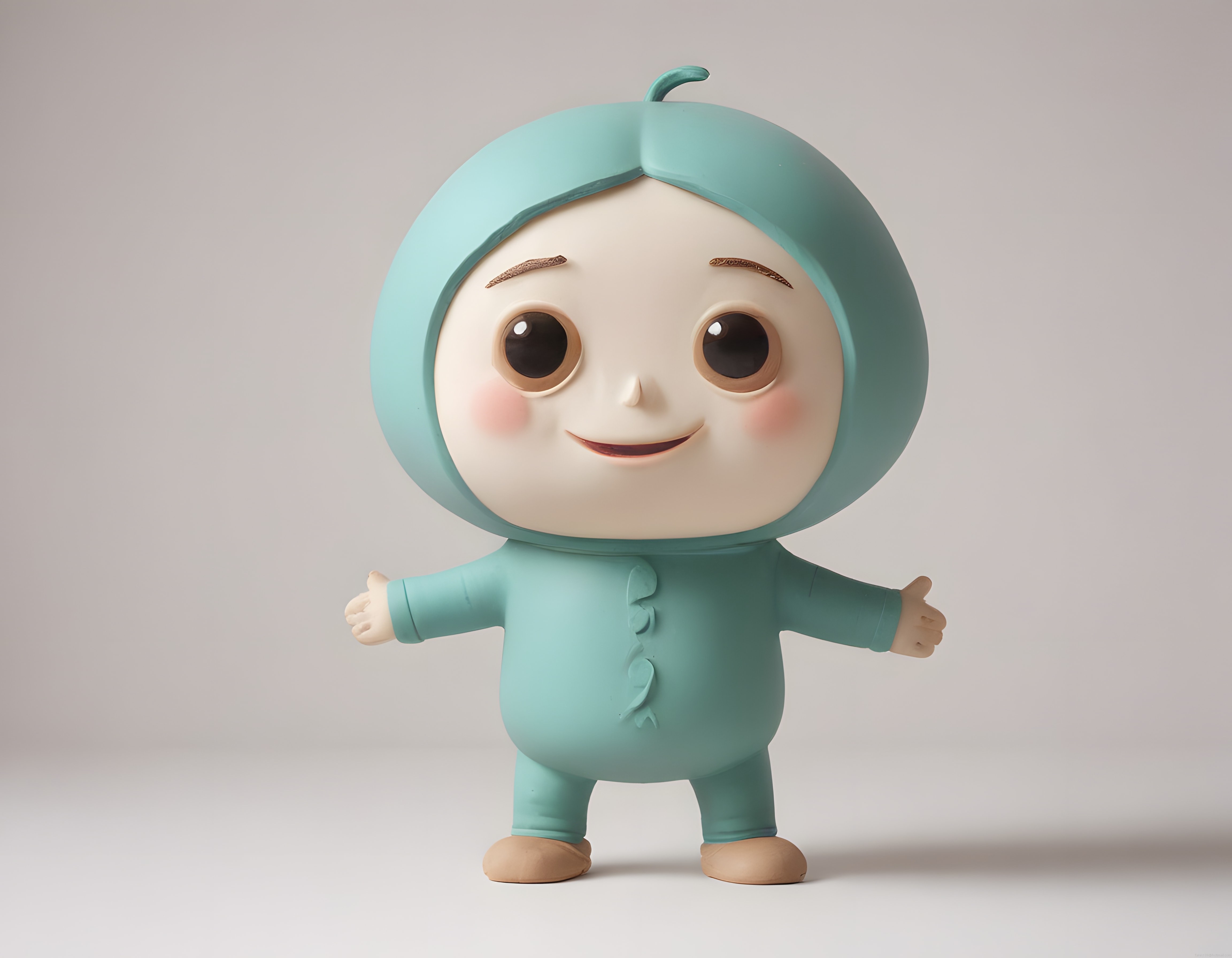 Turkuaz Tulumlu Masum 3D Bebek: Sevimli Çizgi Film Karakteri ve Şirin Figür