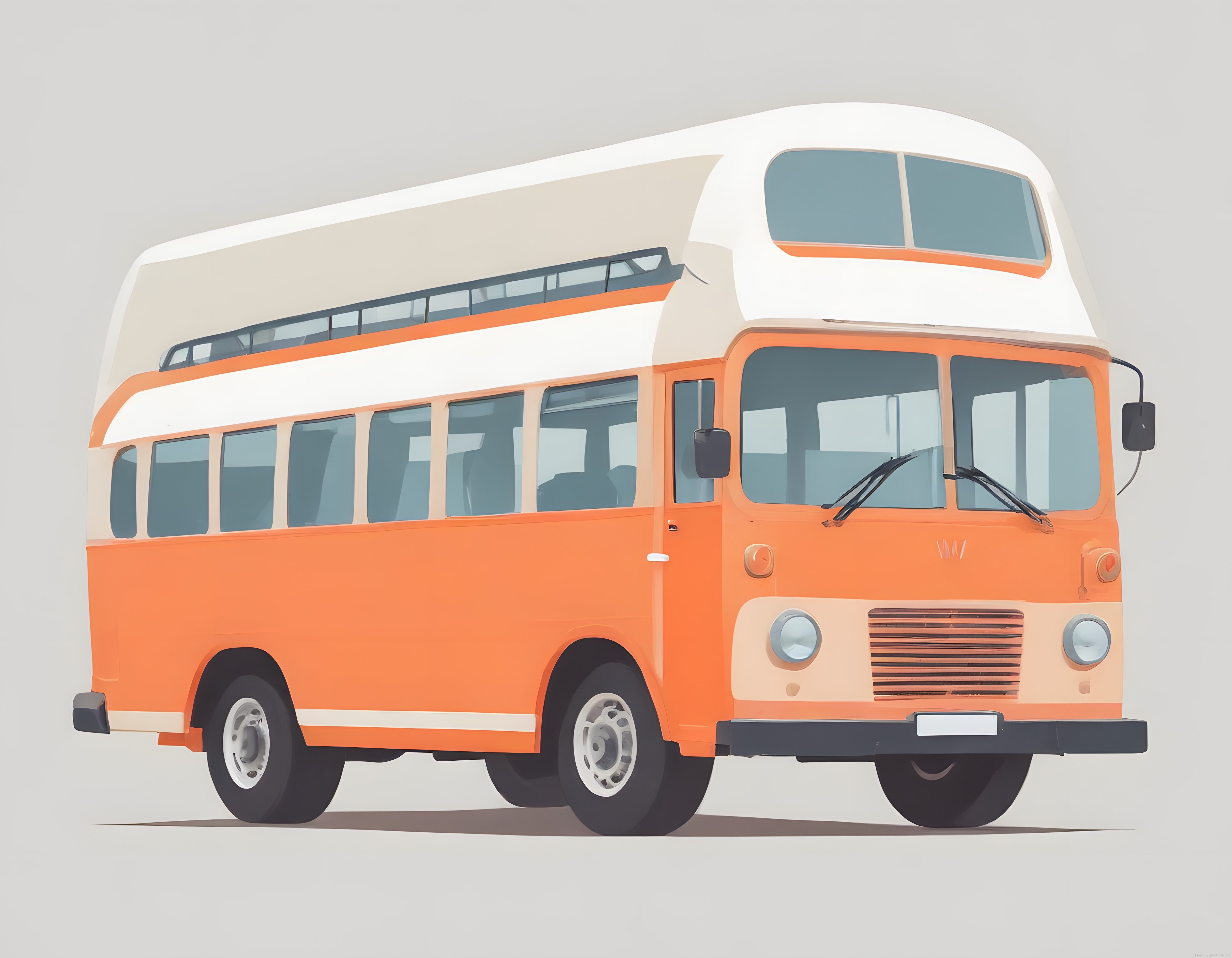 Turuncu Beyaz Retro Karavan İllüstrasyonu, Vintage Kamp Aracı Tasarımı