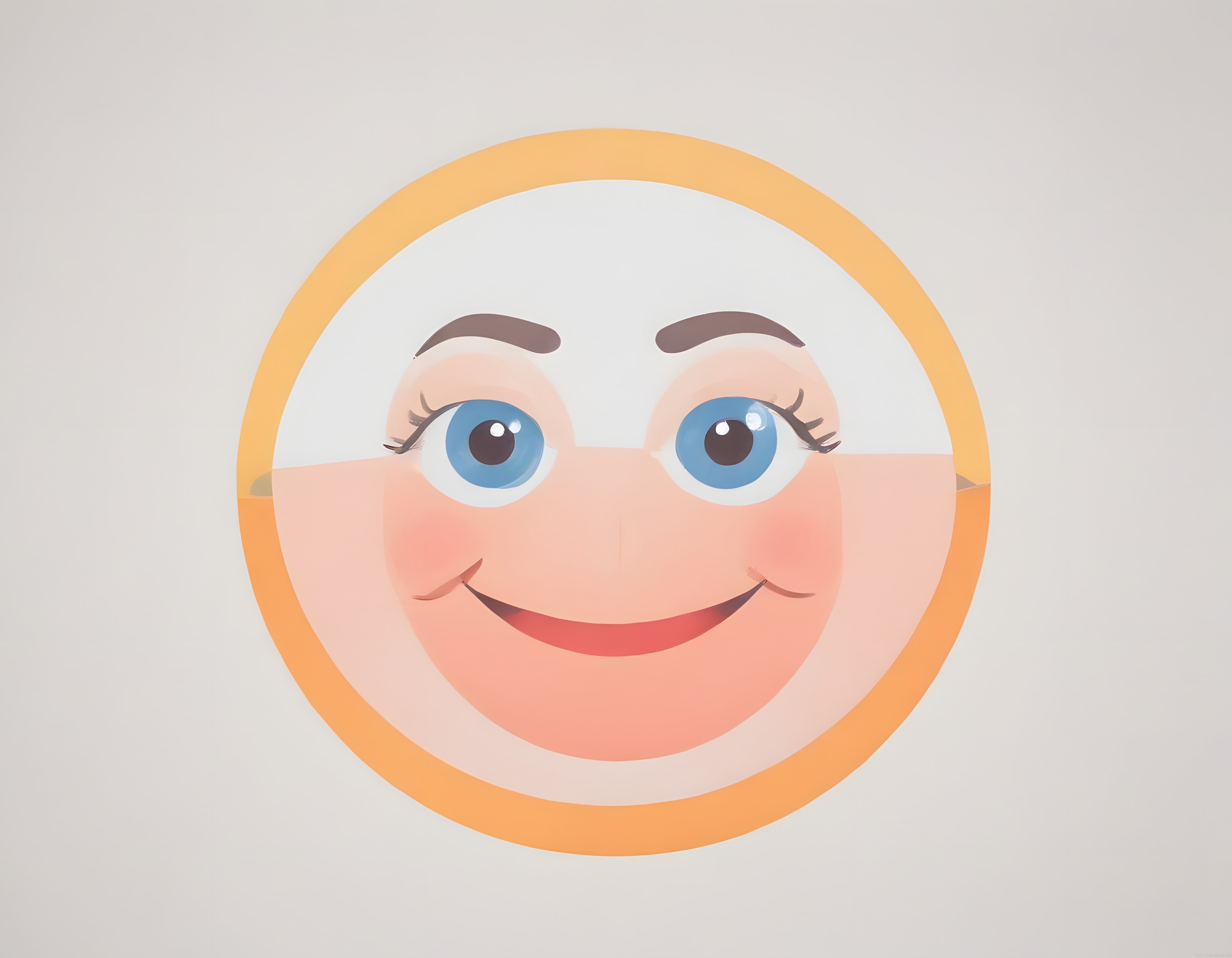 Turuncu Çerçeveli 3D Gülümseyen Emoji Yüzü ve Sevimli Dijital Karakter