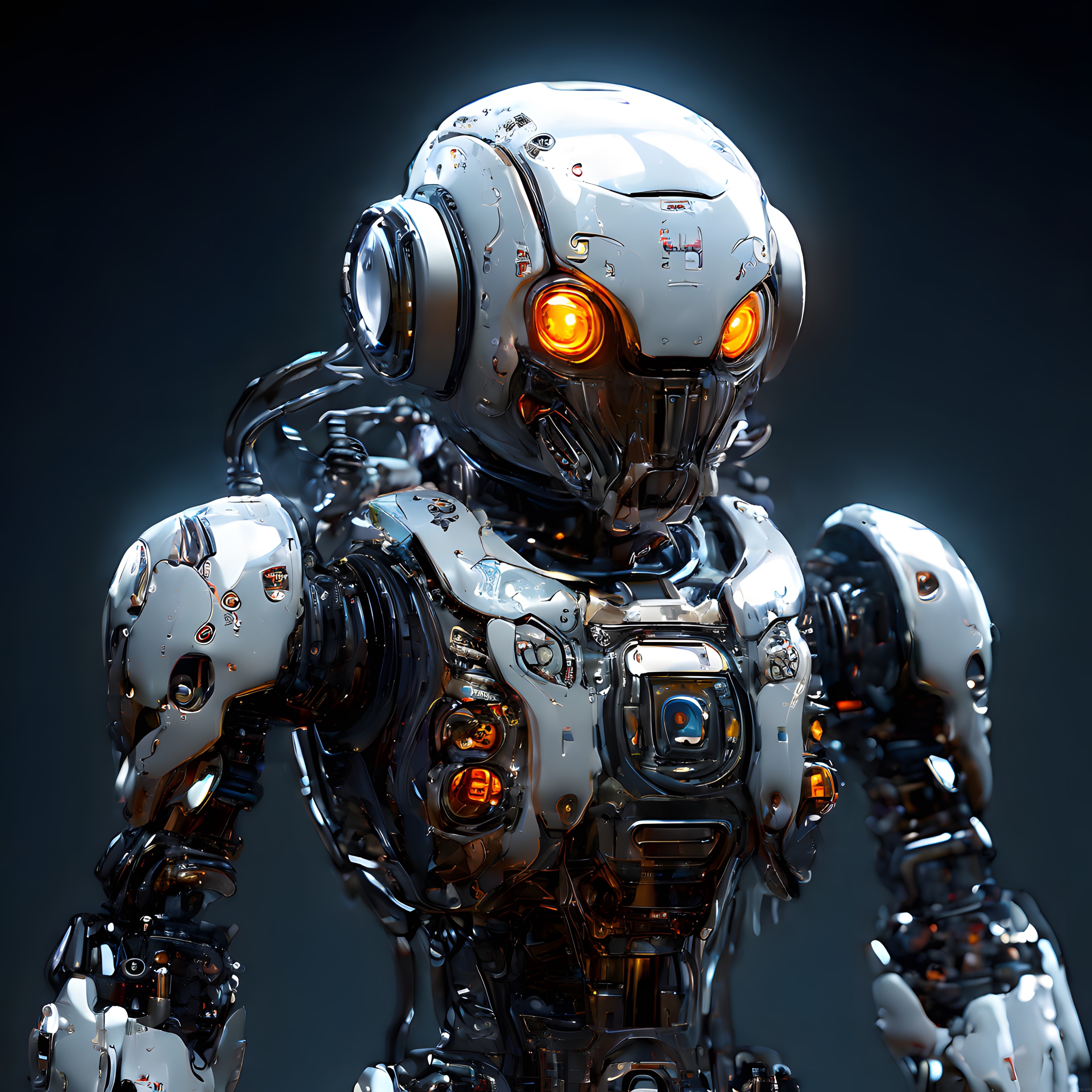 Turuncu Gözleriyle Parıldayan Geleceğin İnsansı Robotu ve Teknoloji Harikası