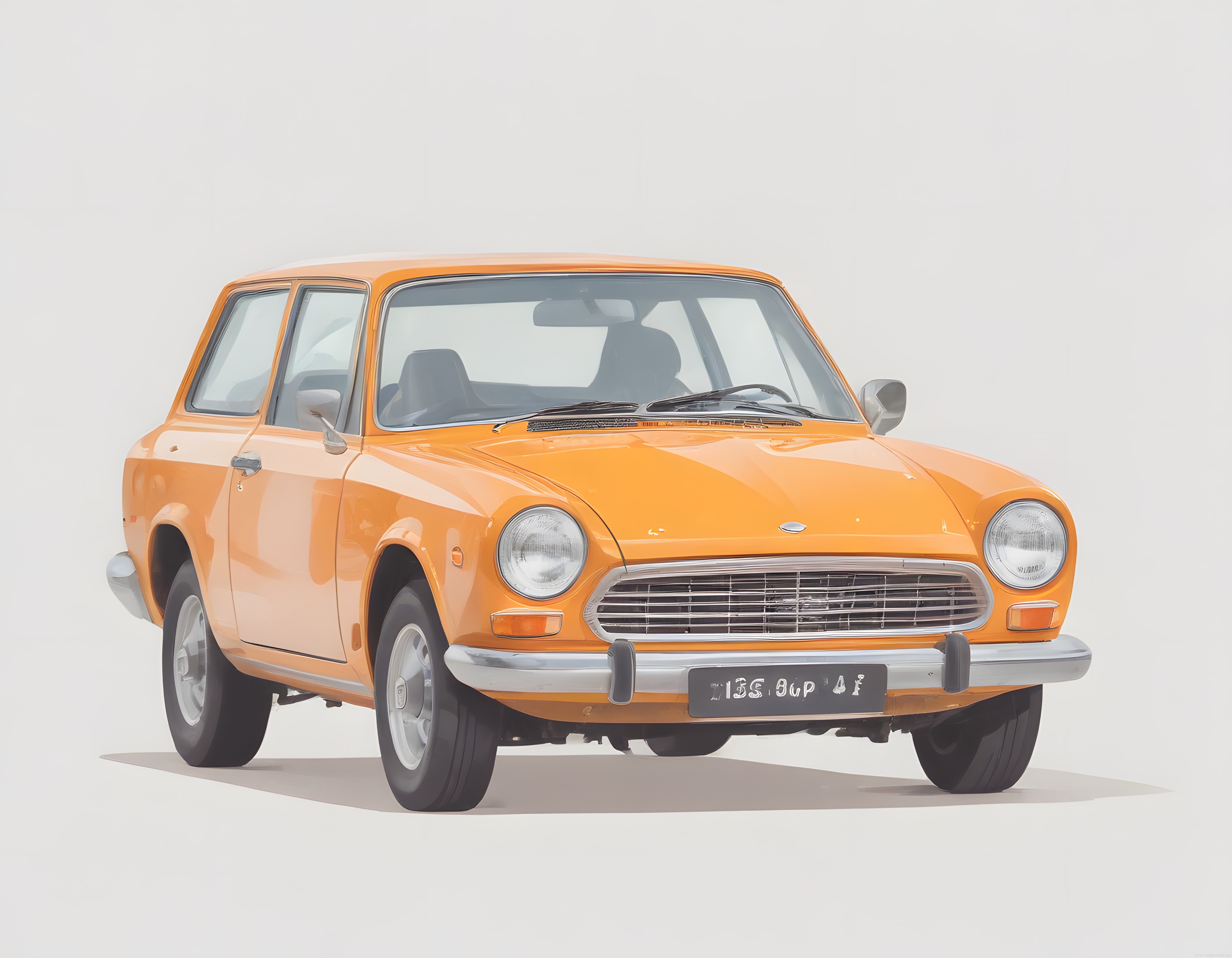 Turuncu Klasik Sedan Otomobil Nostaljik Havasıyla Göz Kamaştırıyor