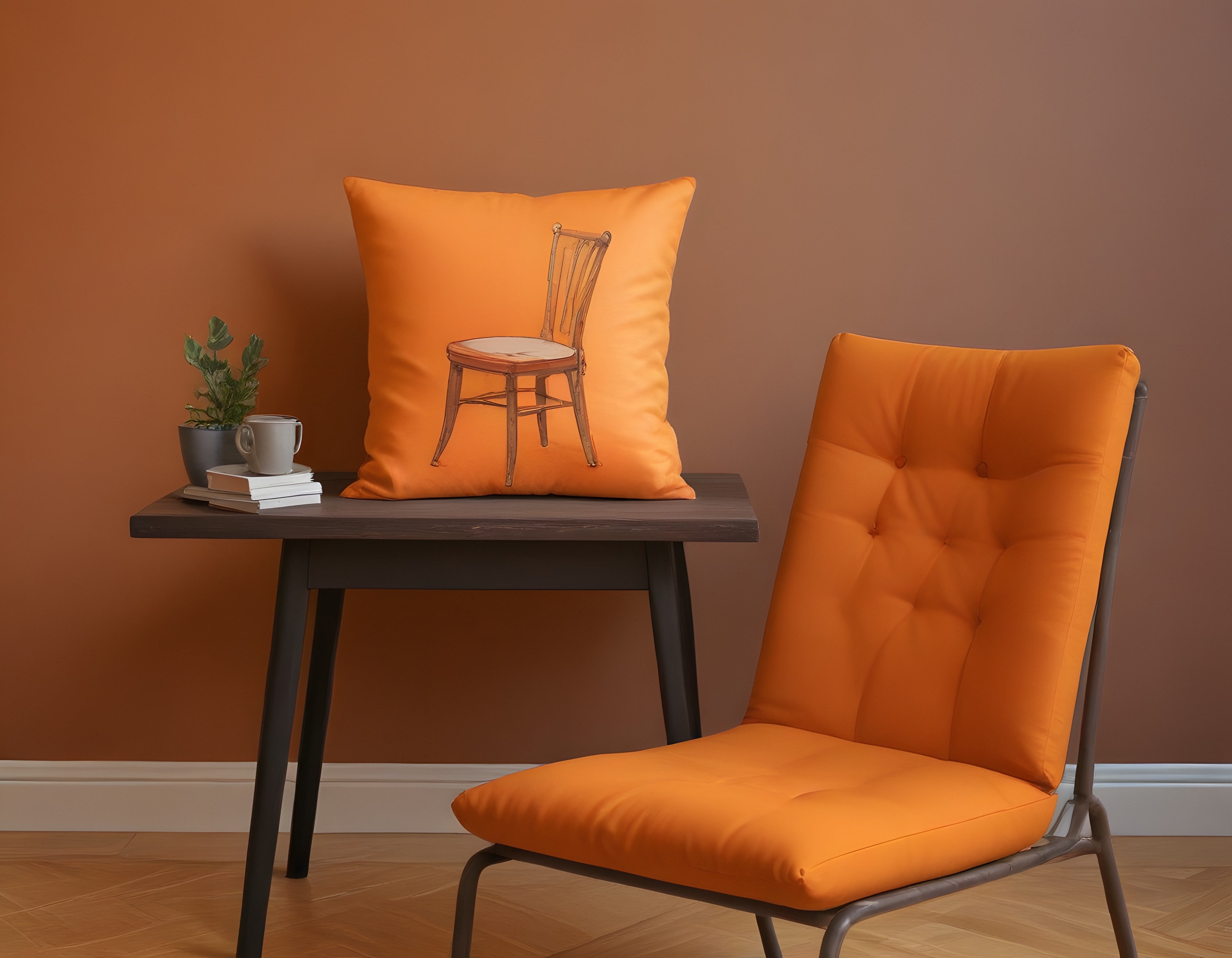 Turuncu Koltuk ve Minimalist Detaylarla Huzurlu Bir Ev Dekoru