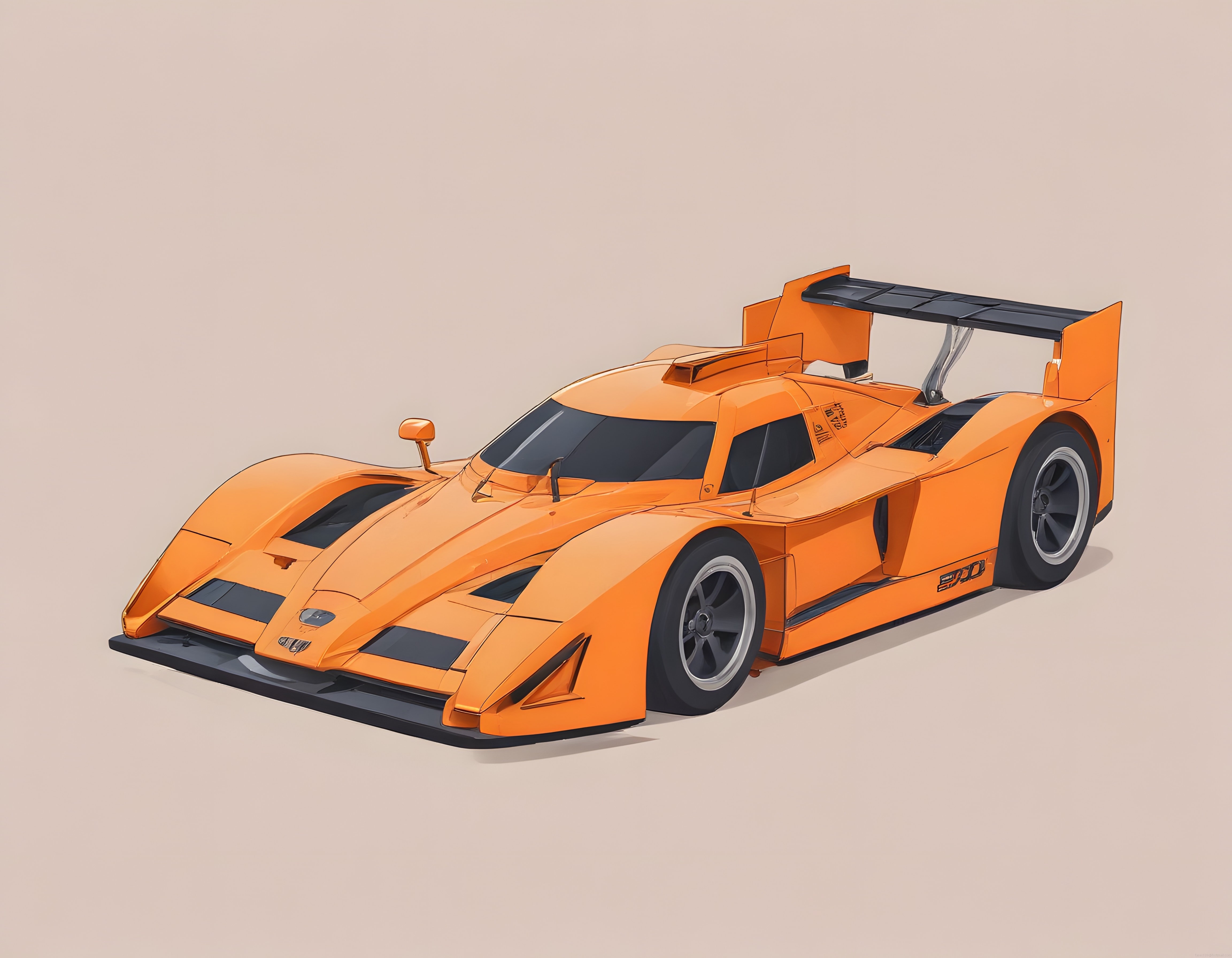 Turuncu Le Mans Prototip Yarış Aracının Göz Alıcı Aerodinamik Tasarımı
