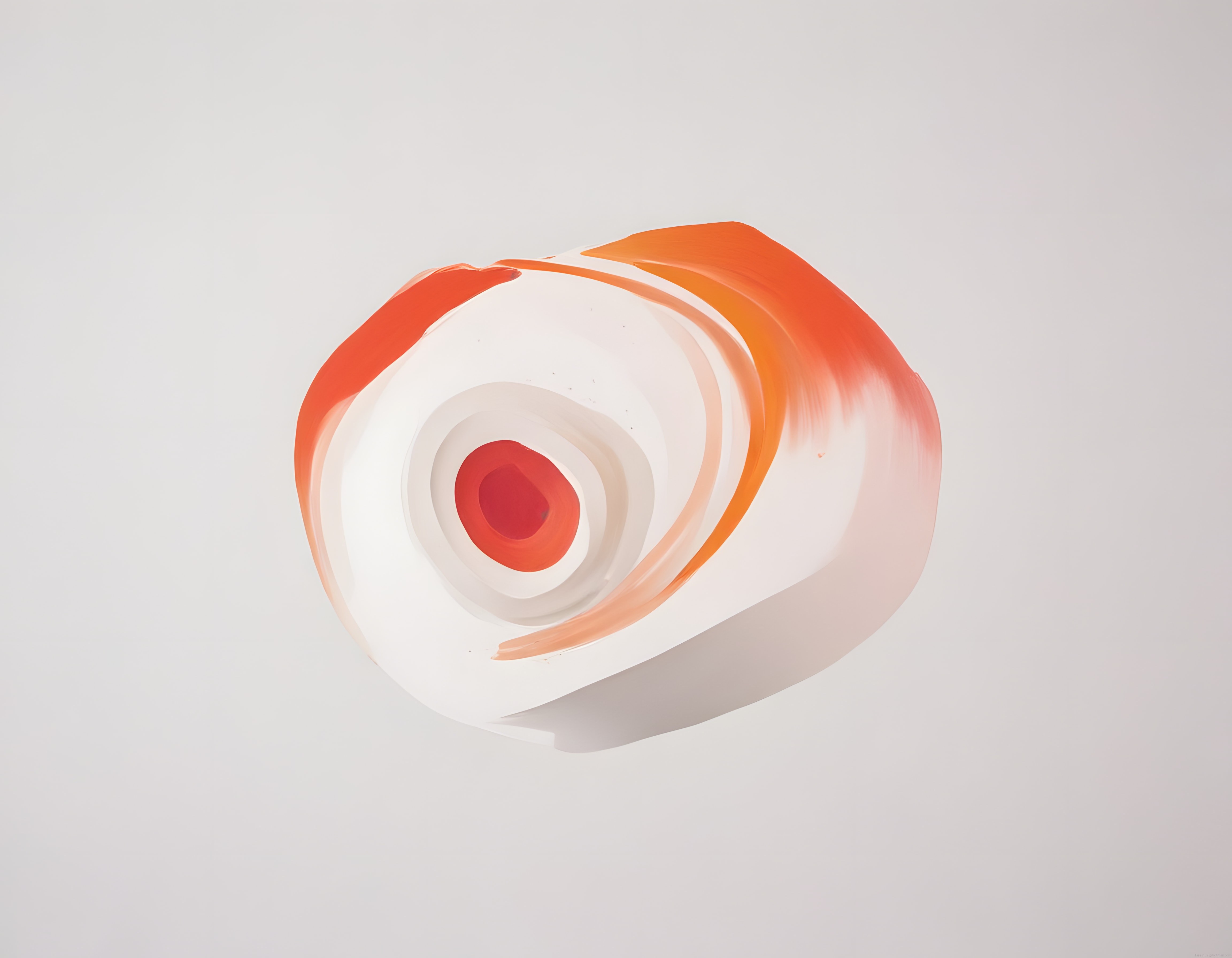 Turuncu tonlarında soyut kağıt katlama sanatı ve spiral geometrik form