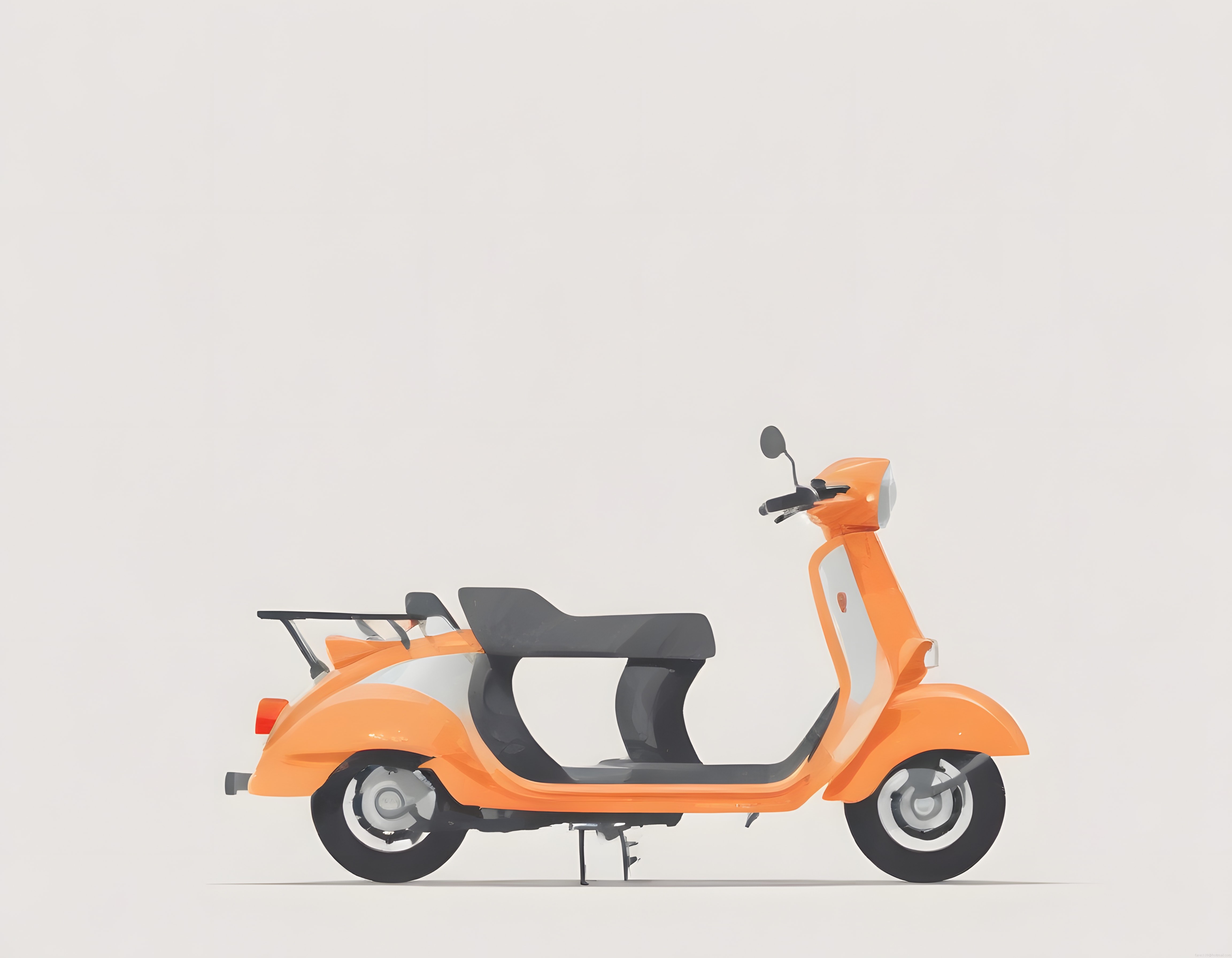 Turuncu Vespa tarzı scooter illüstrasyonu, minimalist motosiklet tasarımı
