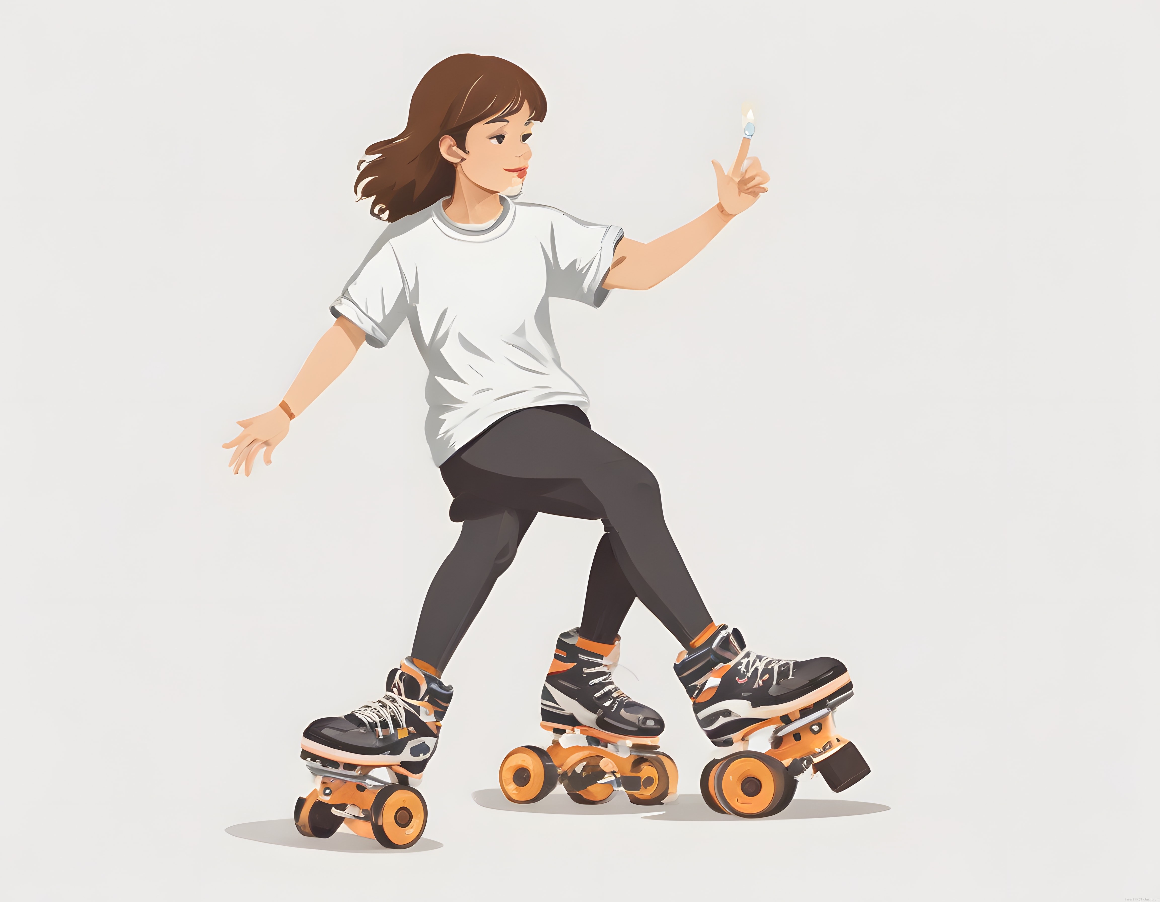 Üç Ayaklı Roller Skate Yapan Genç Kız: Sürreal Dijital İllüstrasyon