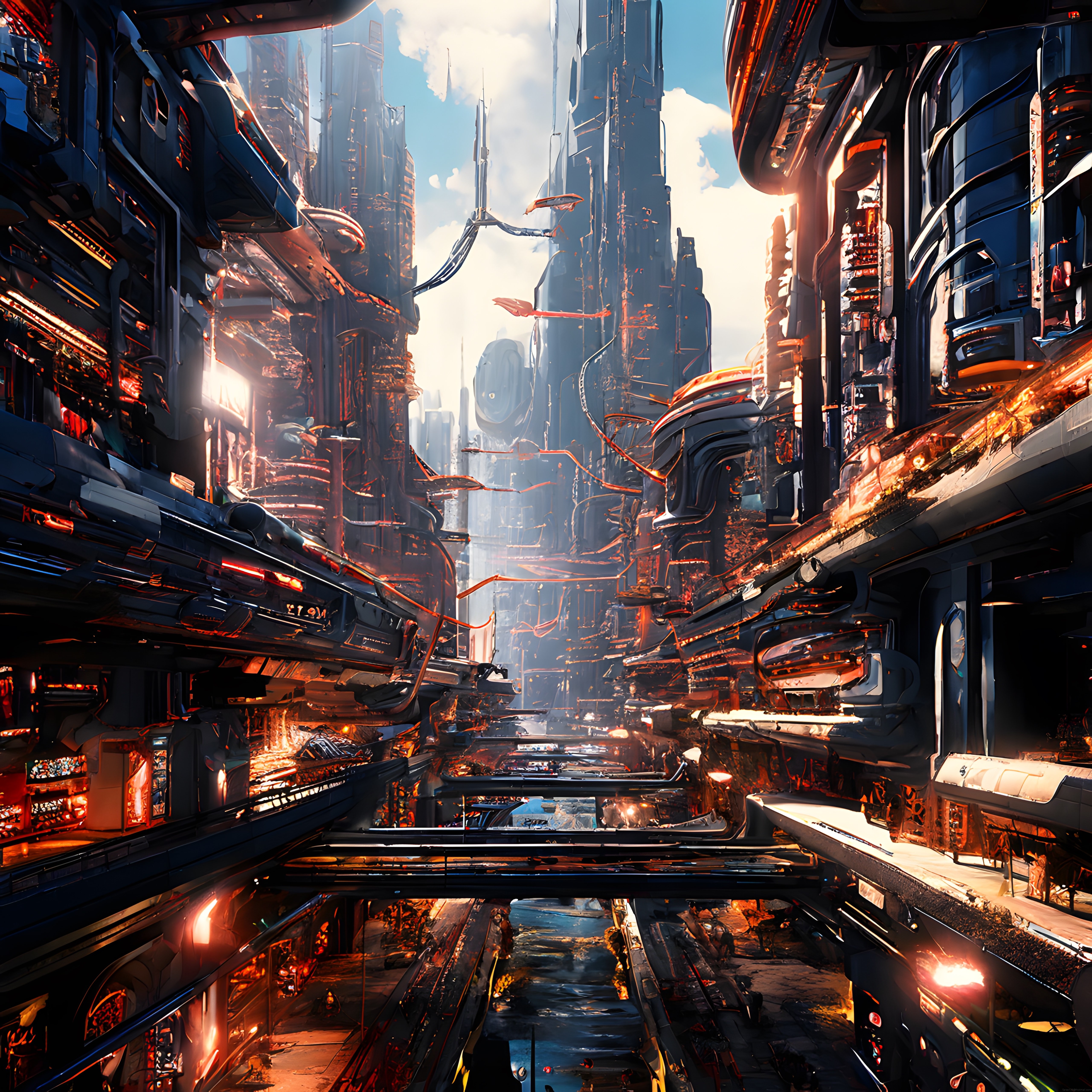 Uçan Araçlar ve Neon Işıklarla Süslenmiş Geleceğin Cyberpunk Metropolü