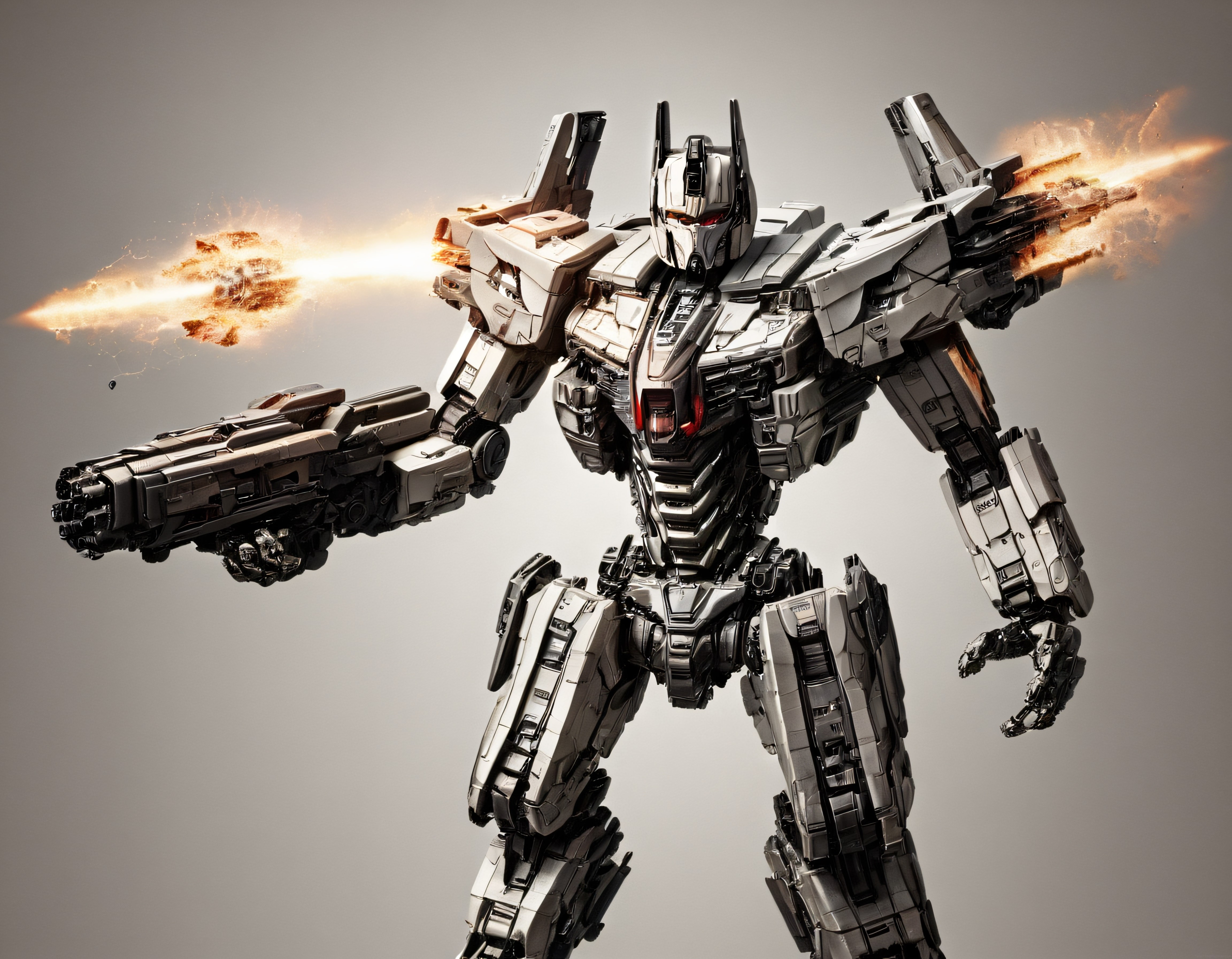 Uçan Dev Savaş Robotu: Metal Zırh Detayları ve Alevli Silah Sistemi