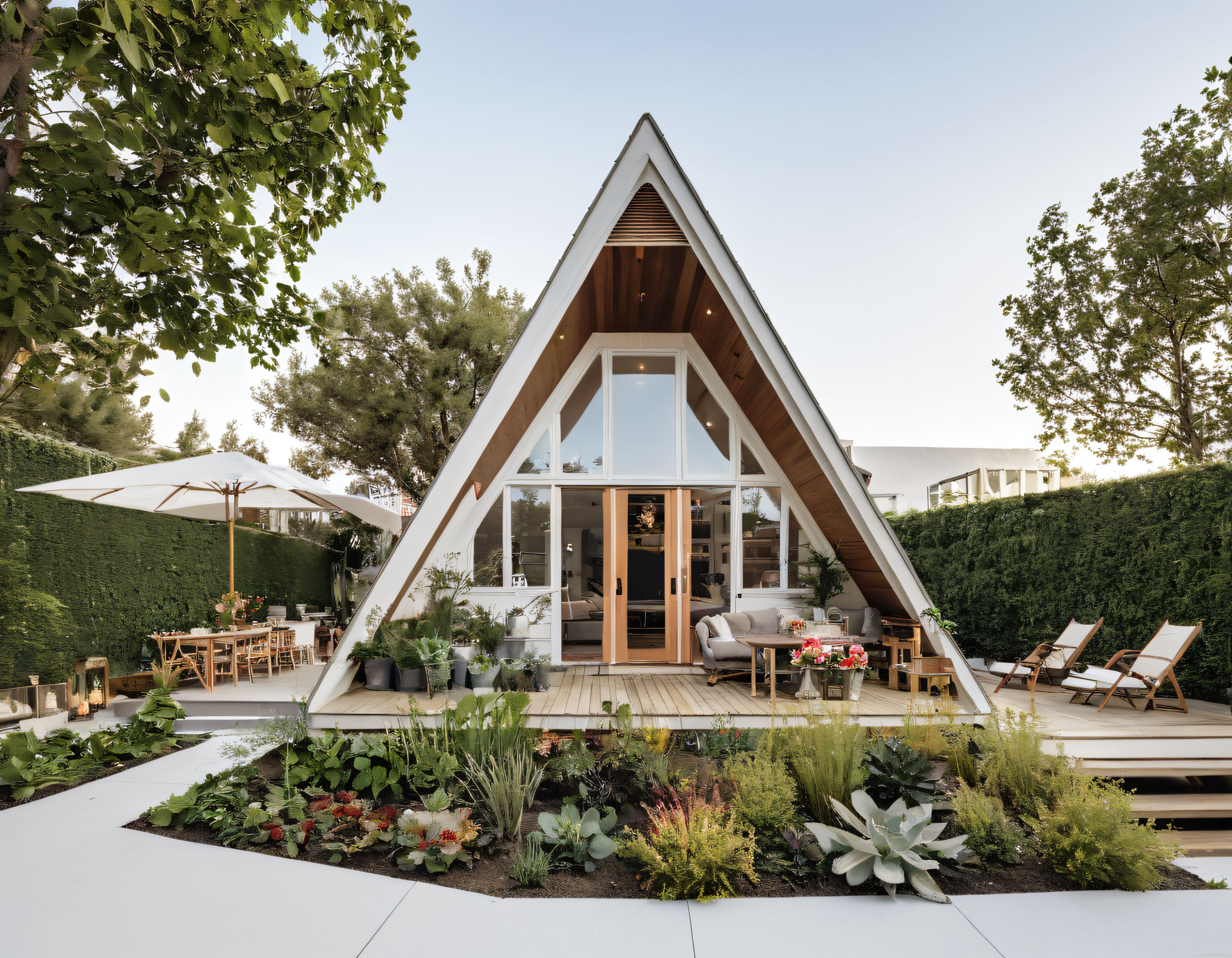Üçgen Çatılı Modern Bahçeli Lüks A-Frame Ev ve Huzurlu Doğal Yaşam Alanı