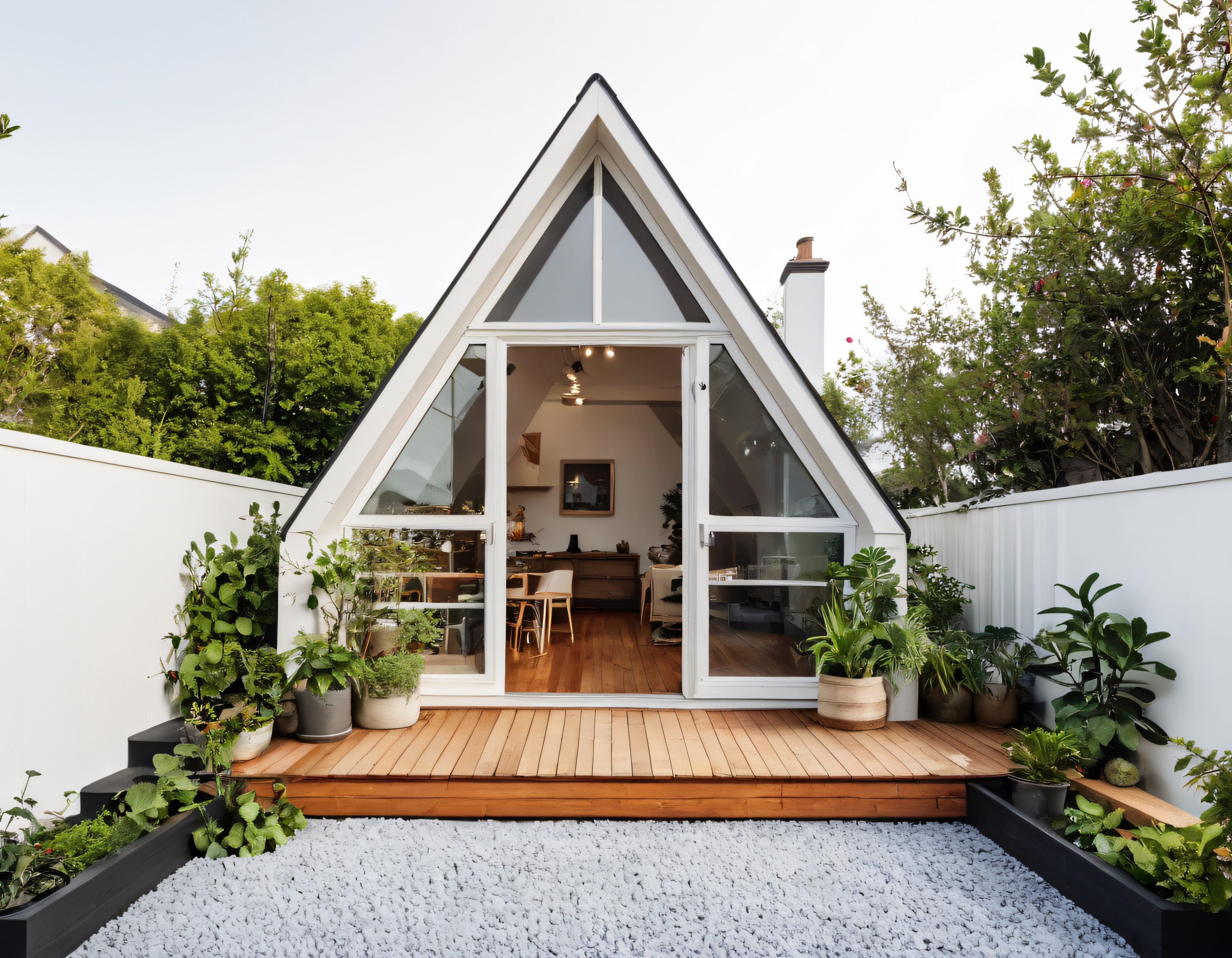 Üçgen Çatılı Modern Ev: Doğayla İç İçe Minimalist A-Frame Yaşam Alanı