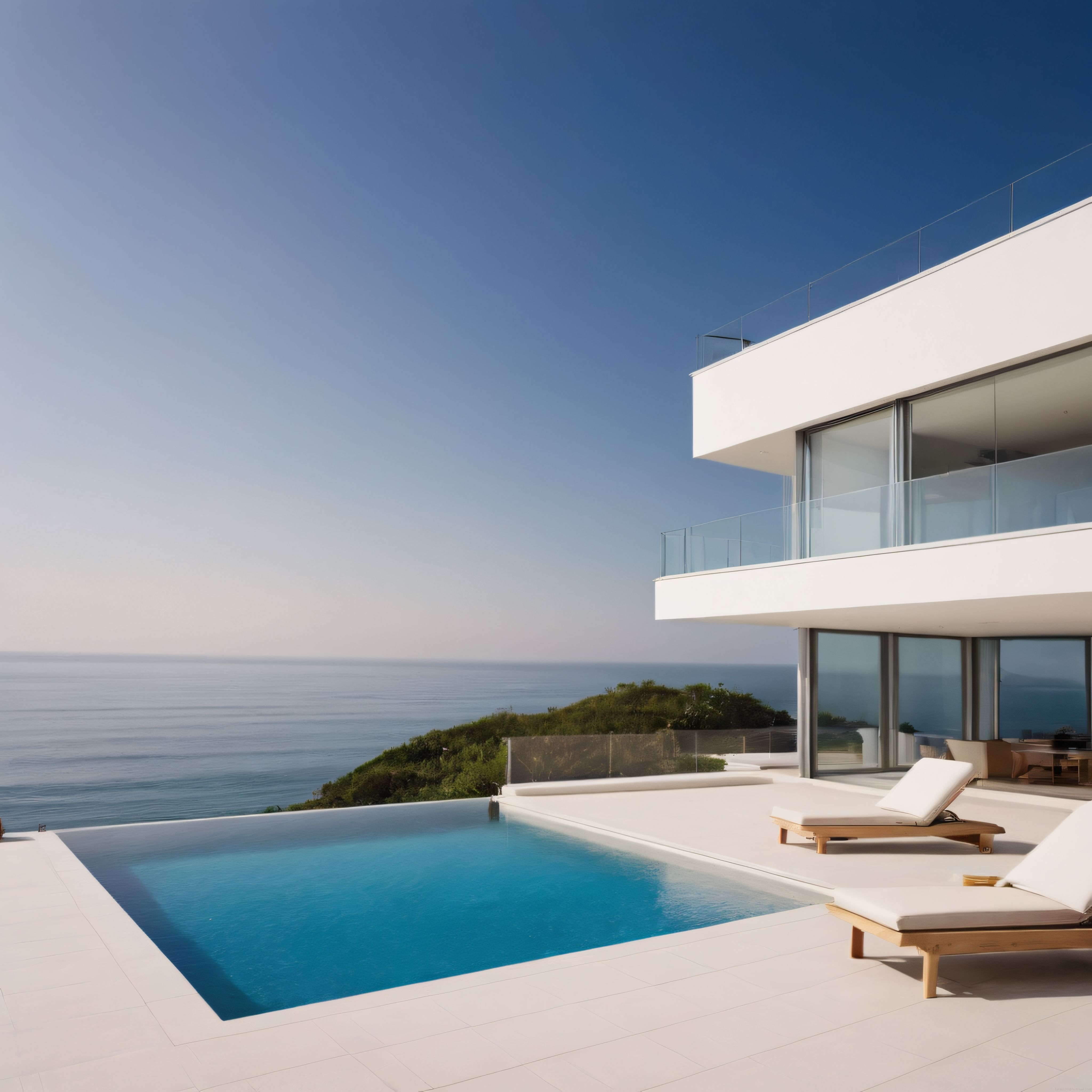 Uçsuz Bucaksız Deniz Manzaralı Beyaz Modern Villa ve Sonsuz Havuz Şıklığı