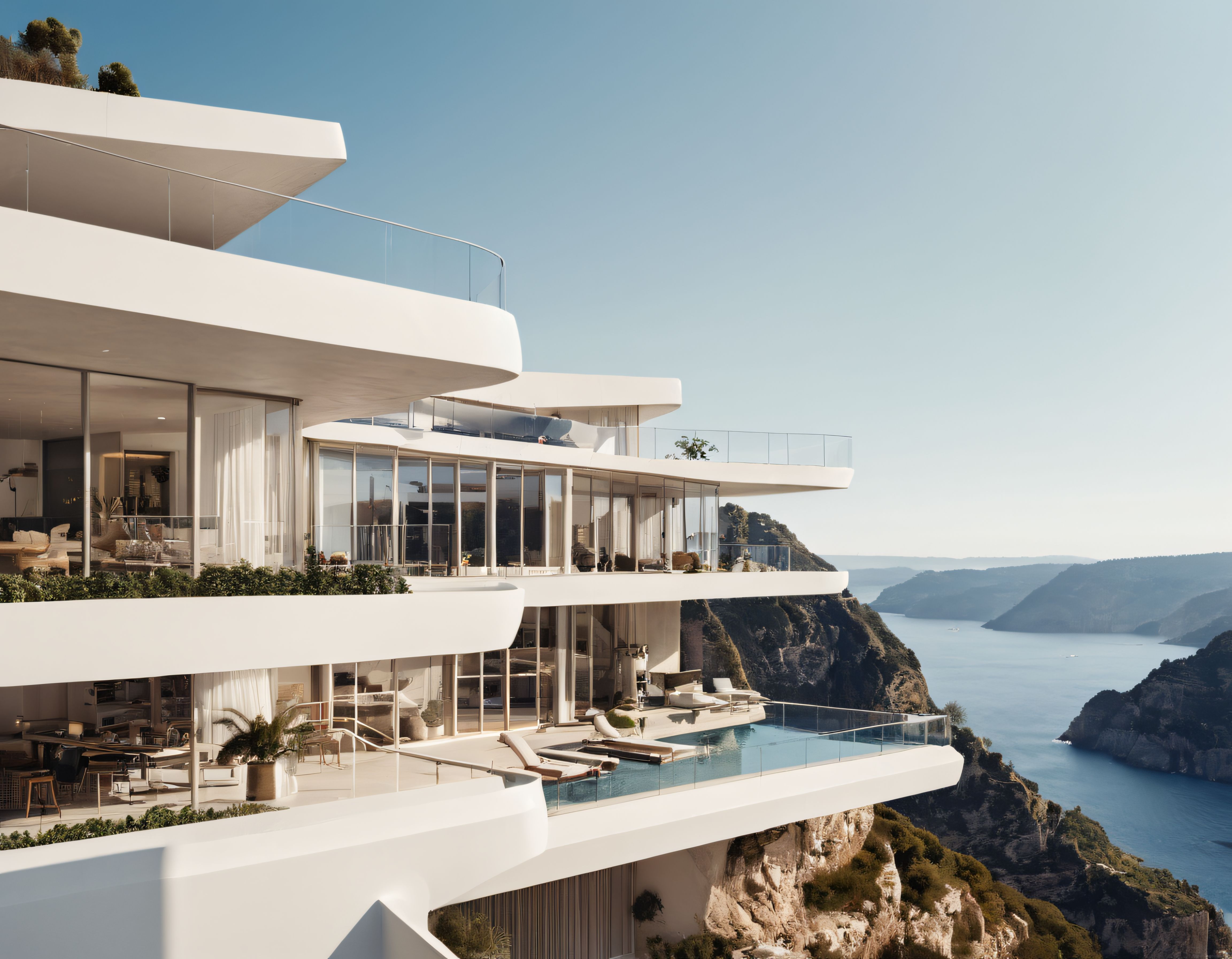 Uçurum Kenarındaki Modern Beyaz Villa ve Eşsiz Deniz Manzarası