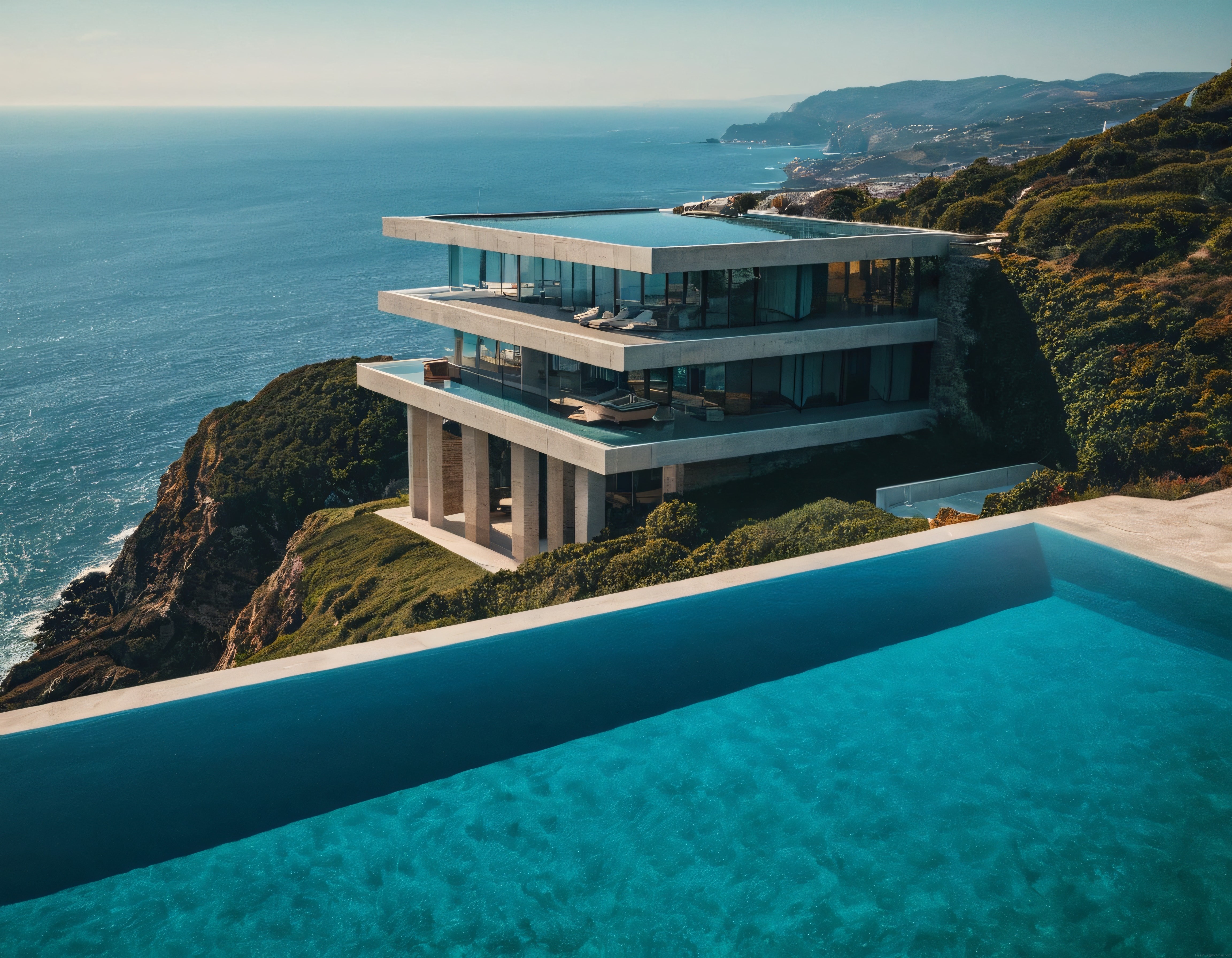 Uçurumdaki Modern Villa ve Sonsuzluk Havuzunda Eşsiz Deniz Manzarası