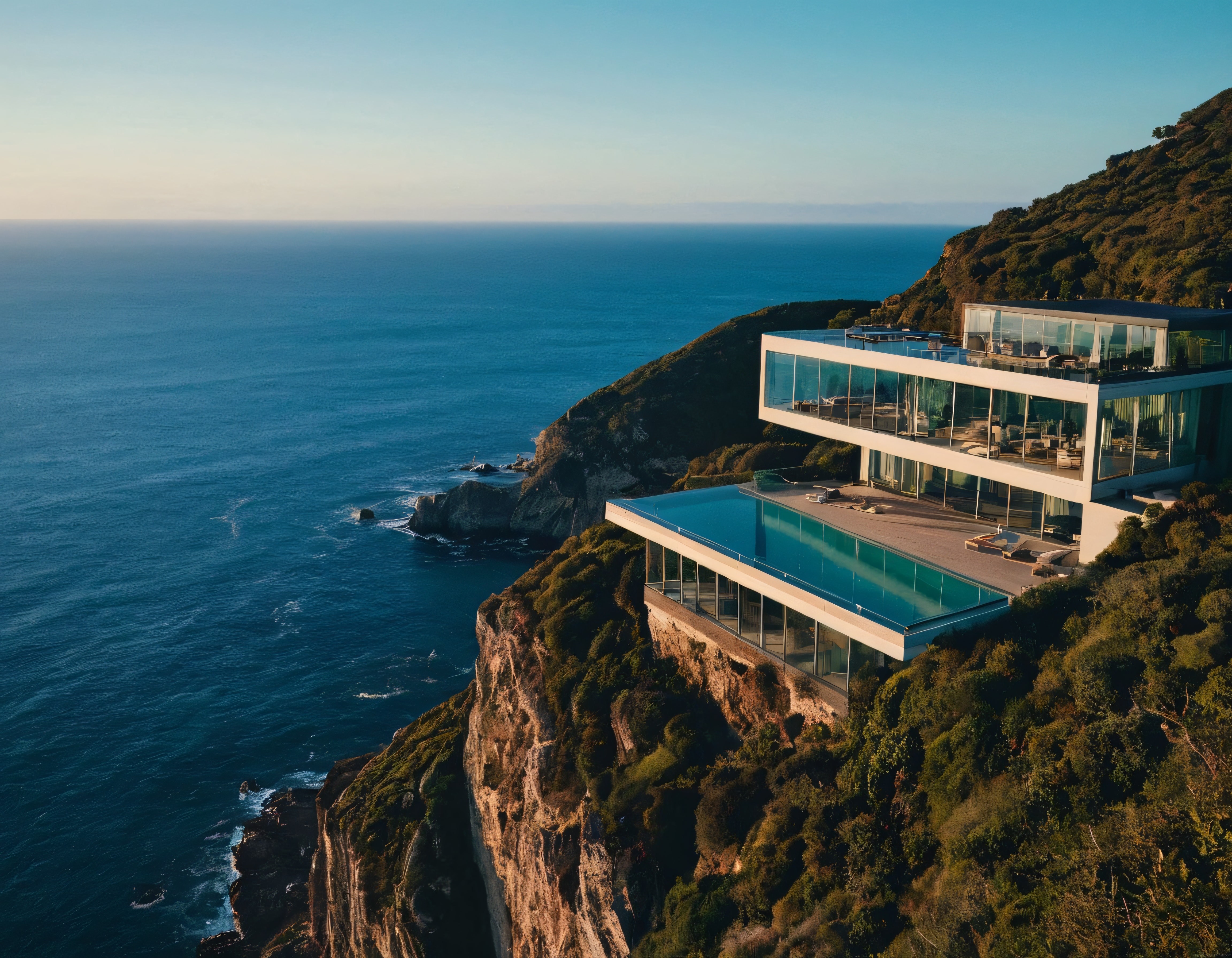 Uçurumun Kenarındaki Lüks Villa: Sonsuz Okyanus Manzaralı Modern Mimari