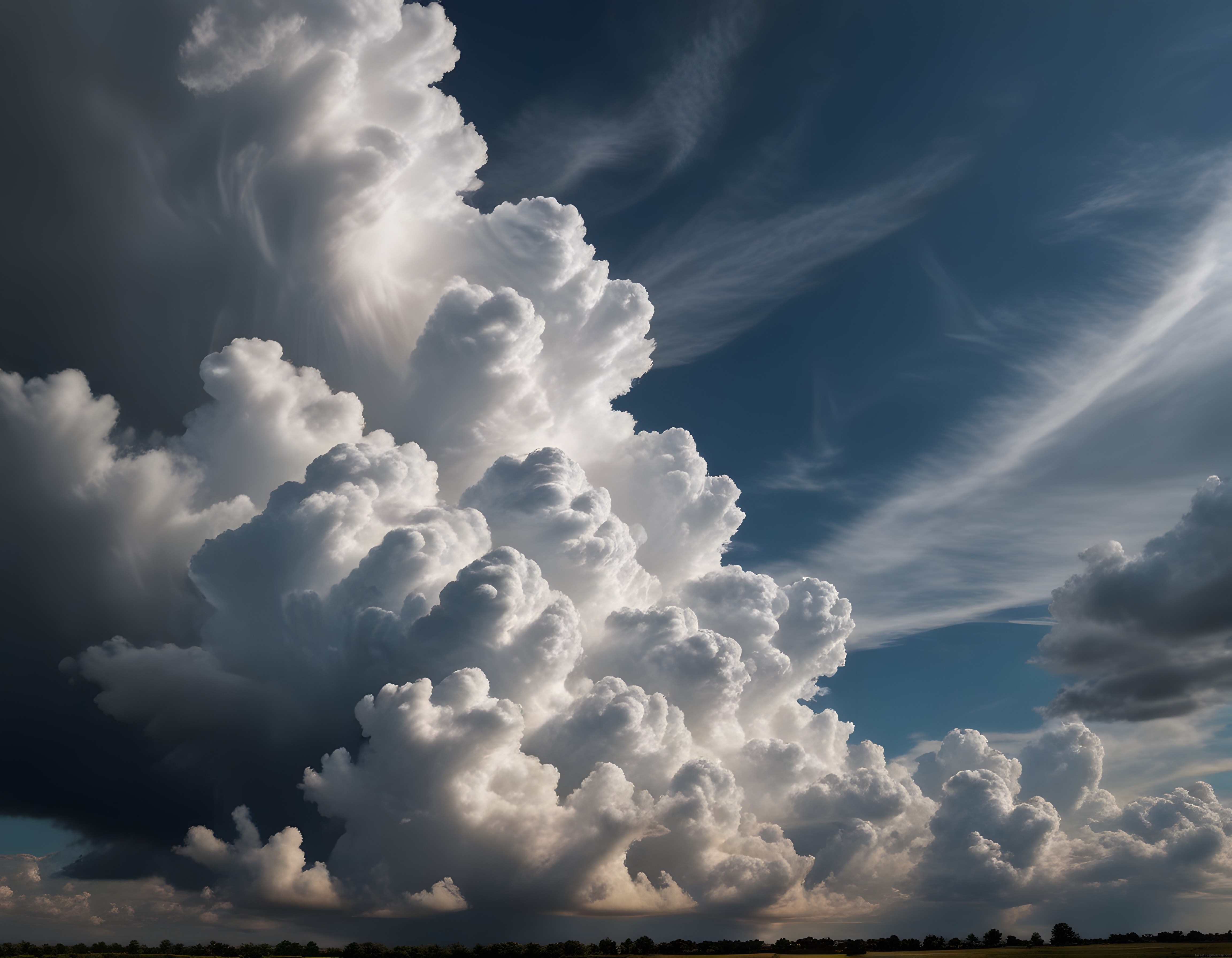 Ufuk Çizgisinde Yükselen Devasa Kümülonimbus Bulutuyla Eşsiz Gökyüzü Manzarası