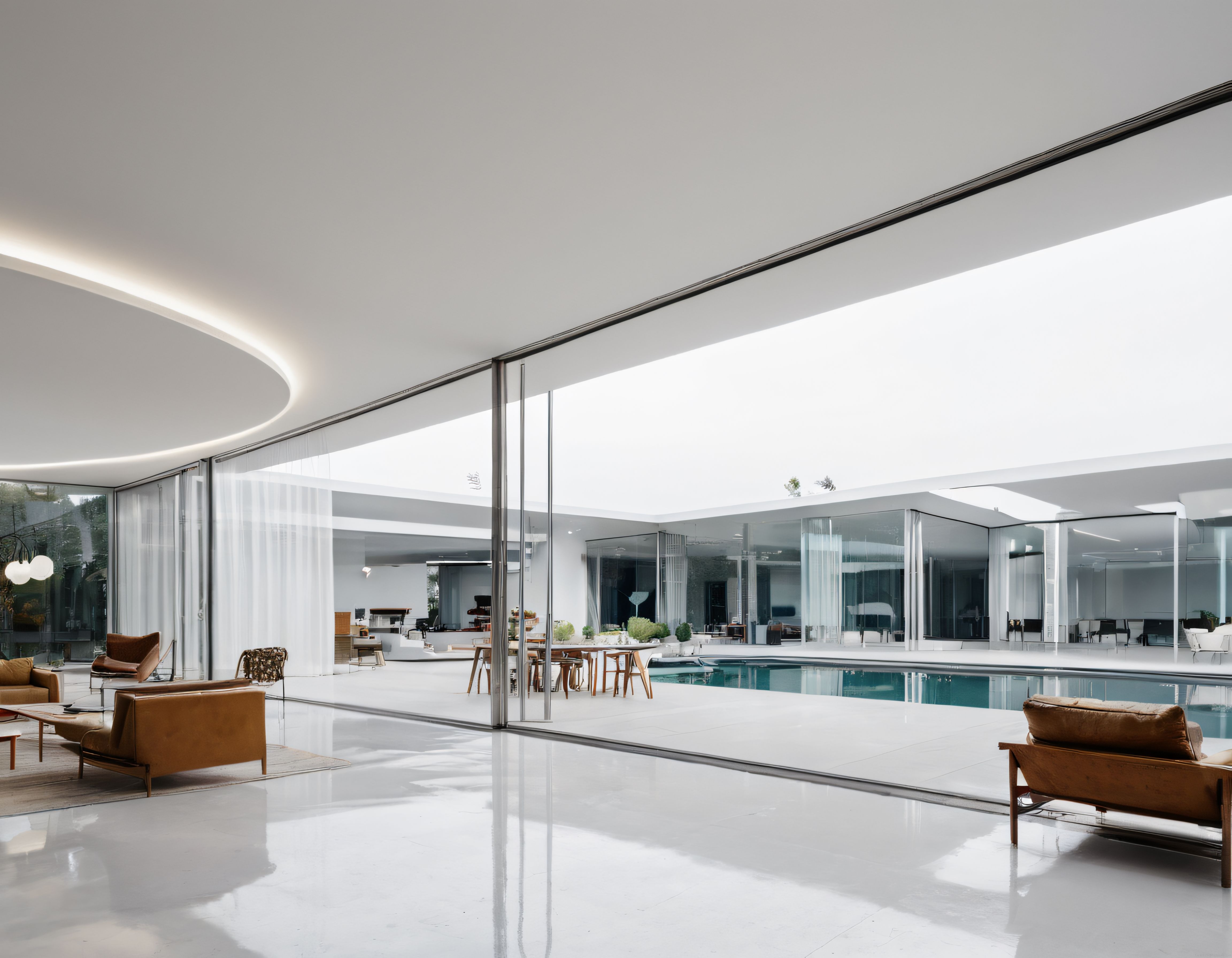 Ultra Modern Lüks Villada Havuz Başı ve Cam Duvarlarla İç Dış Mekan Uyumu