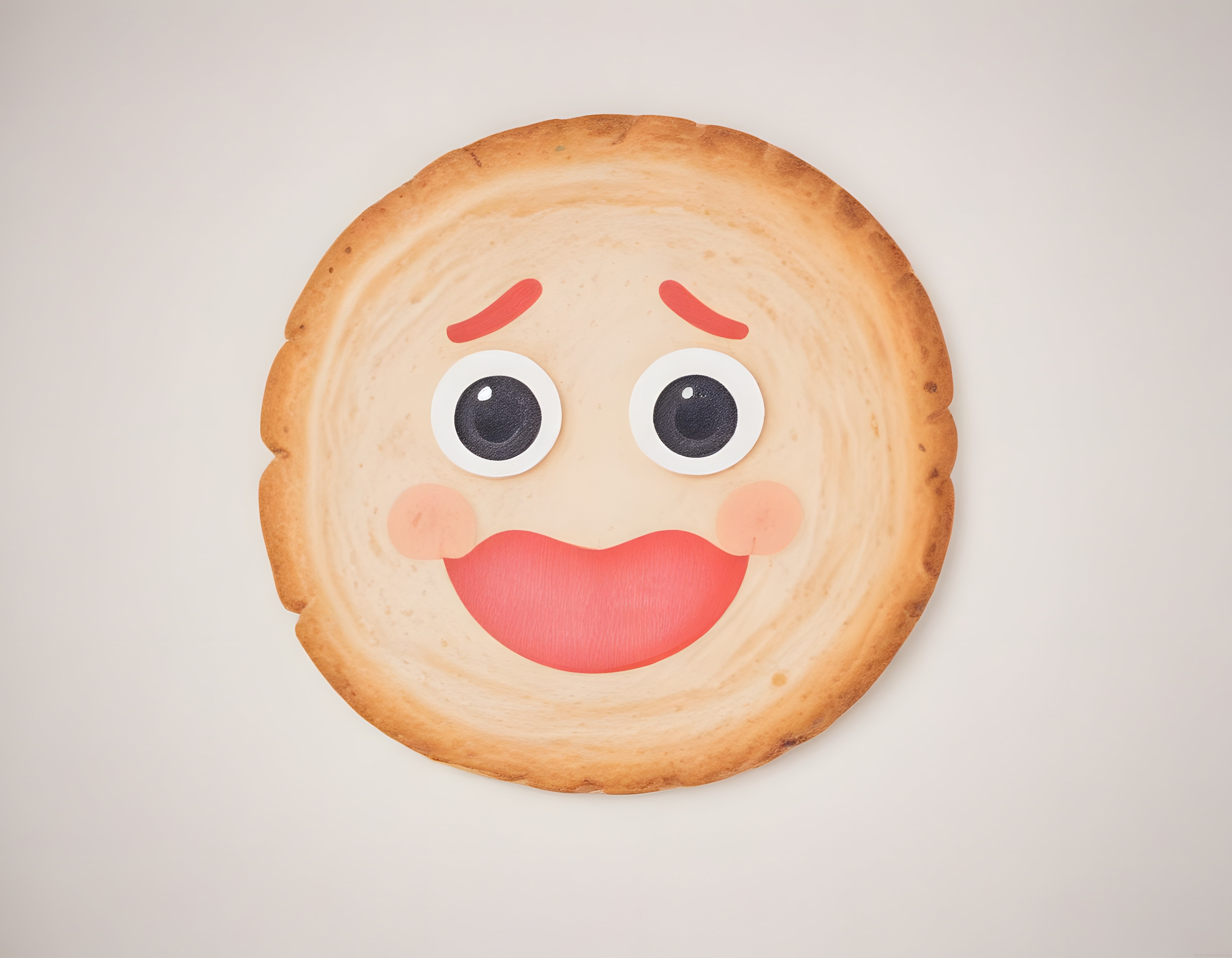 Utangaç kurabiye karakter: büyük gözlü ve pembe dudaklı sevimli emoji tasarımı
