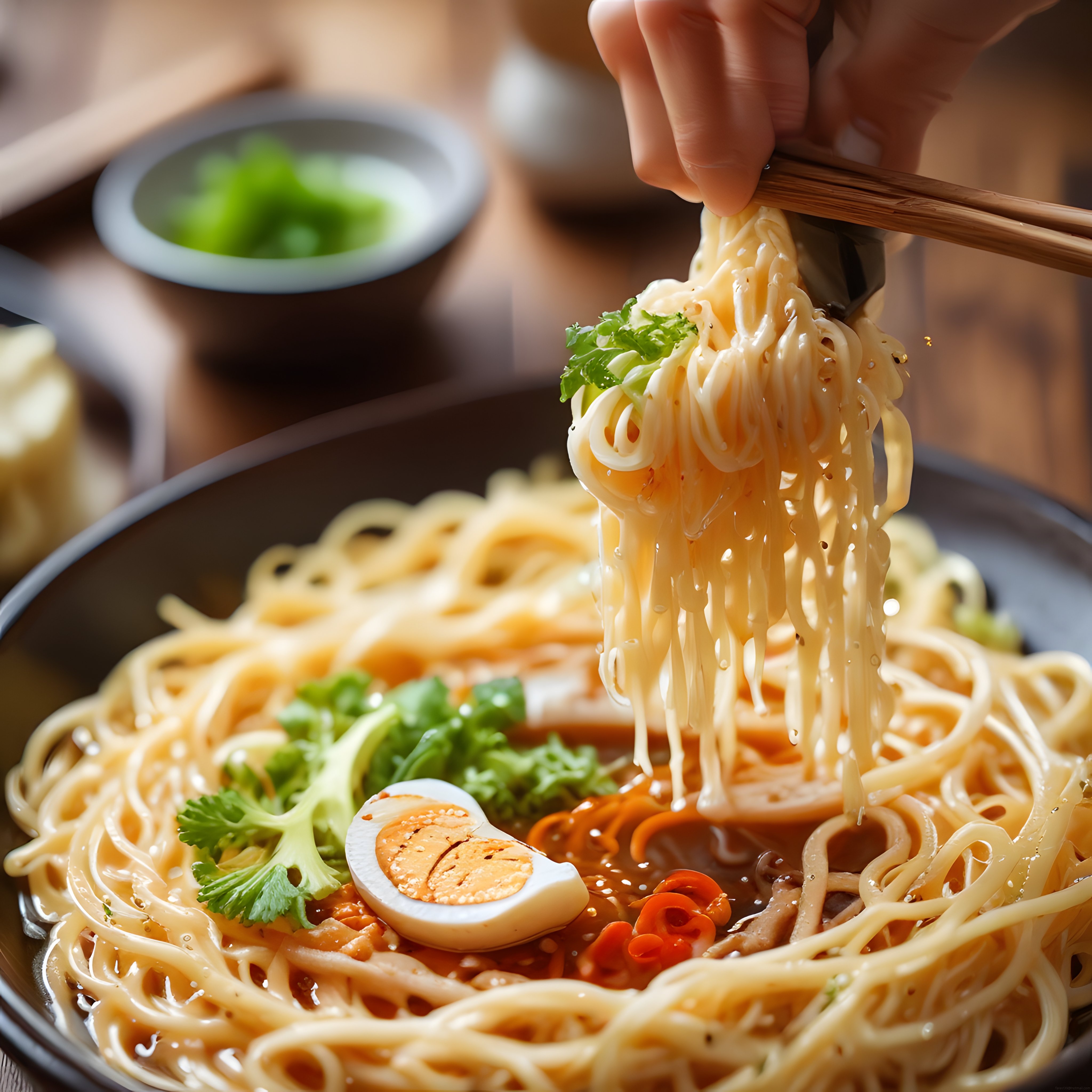 Uzakdoğu Mutfağından Sıcak Ramen: Yumurta, Sebze ve Baharatlı Erişte Kasesi