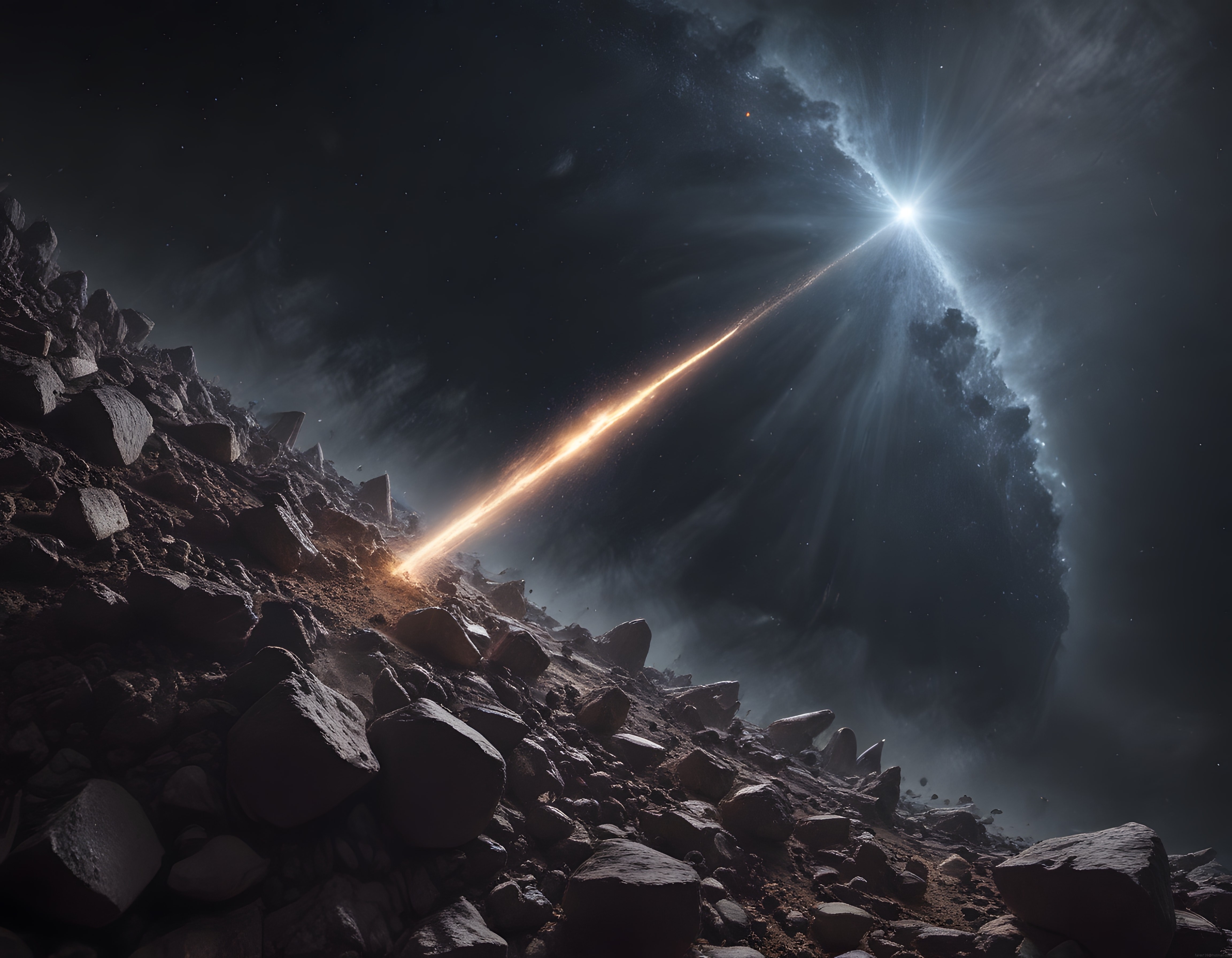 Uzayın Derinliklerinde Asteroit Yüzeyinde Parlayan Gizemli Işık Huzmesi