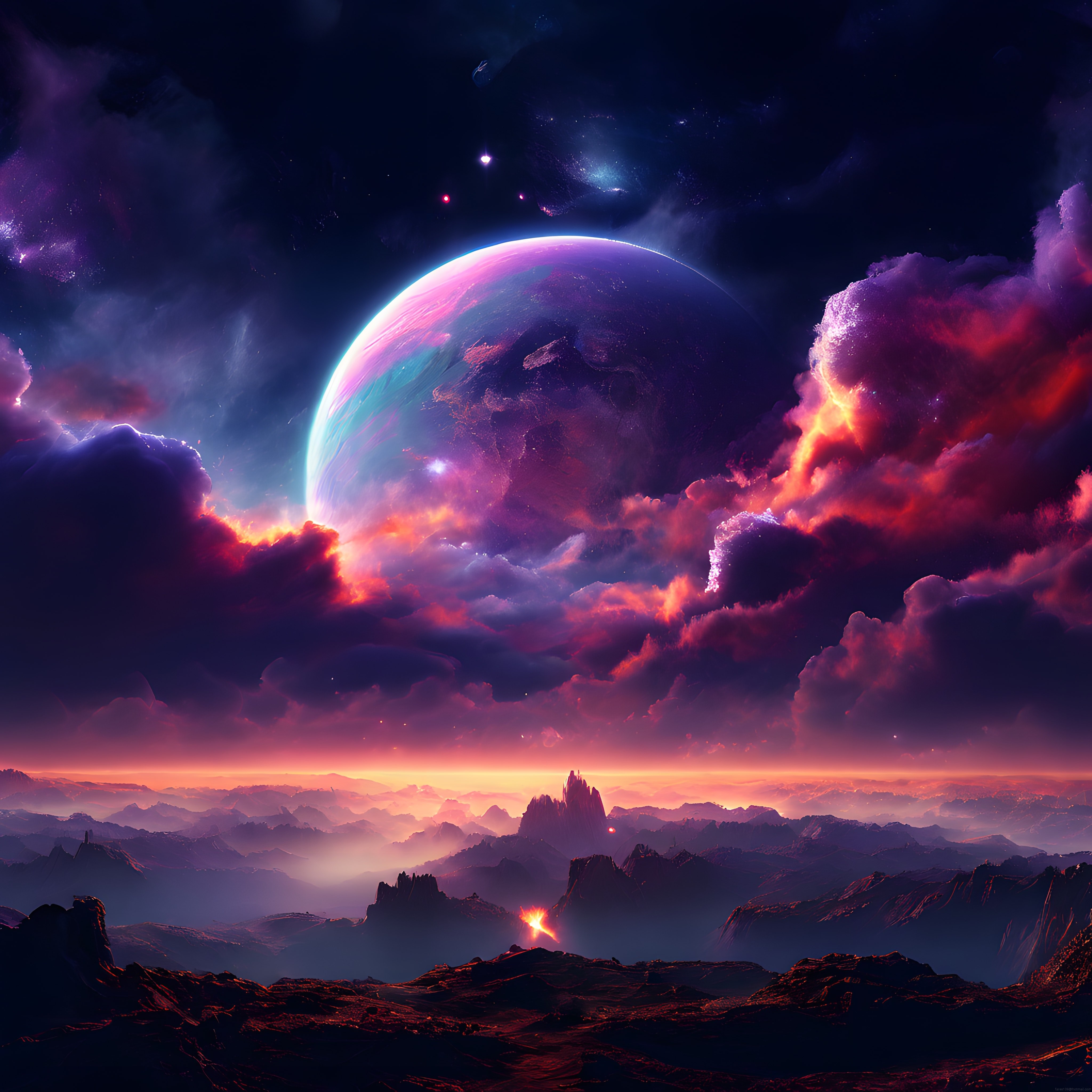 Uzayın Derinliklerinde Büyüleyici Gezegen ve Yıldızlarla Dolu Efsanevi Nebula Görüntüsü