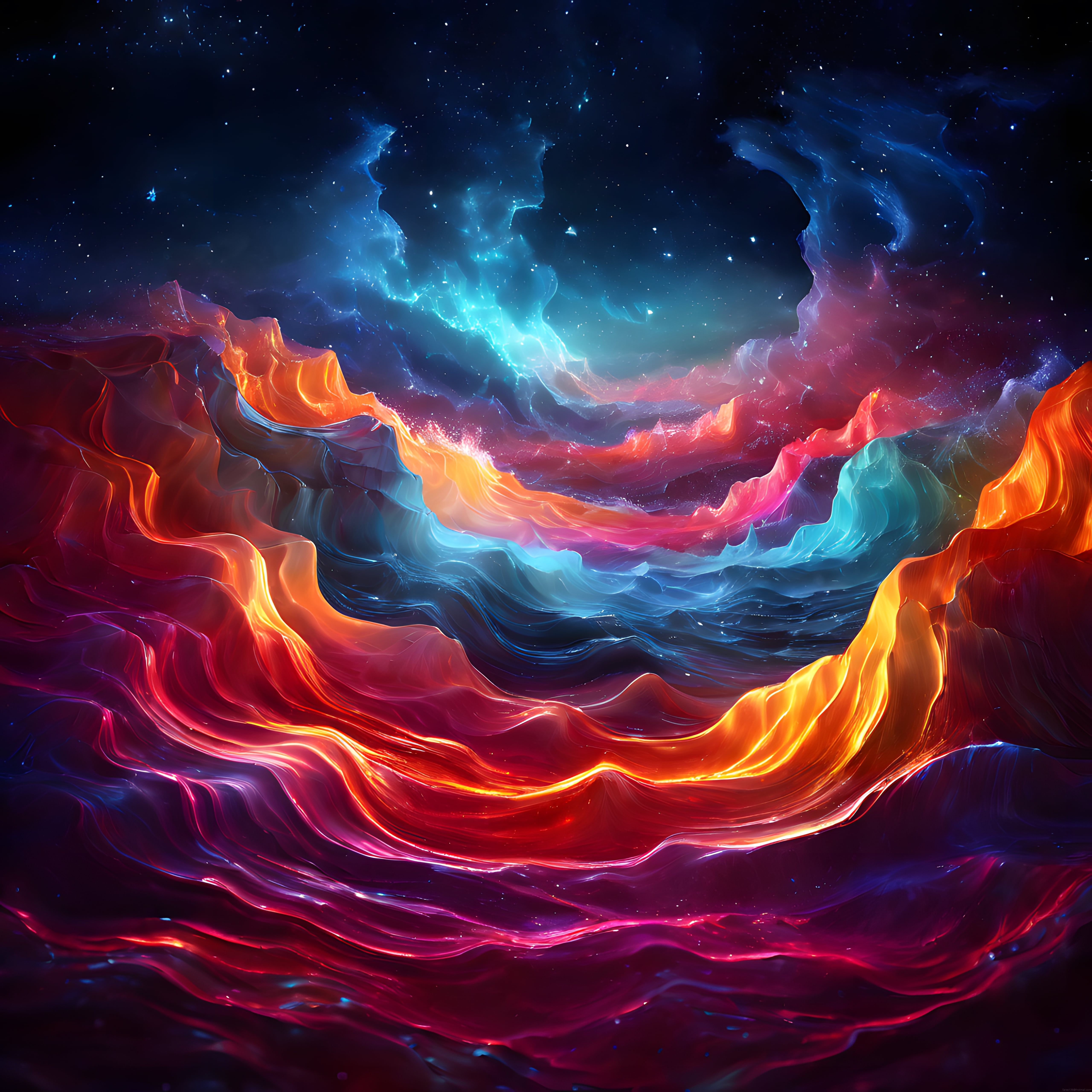 Uzayın Derinliklerinde Renkli Nebula ve Parıldayan Yıldızların Büyüleyici Dansı