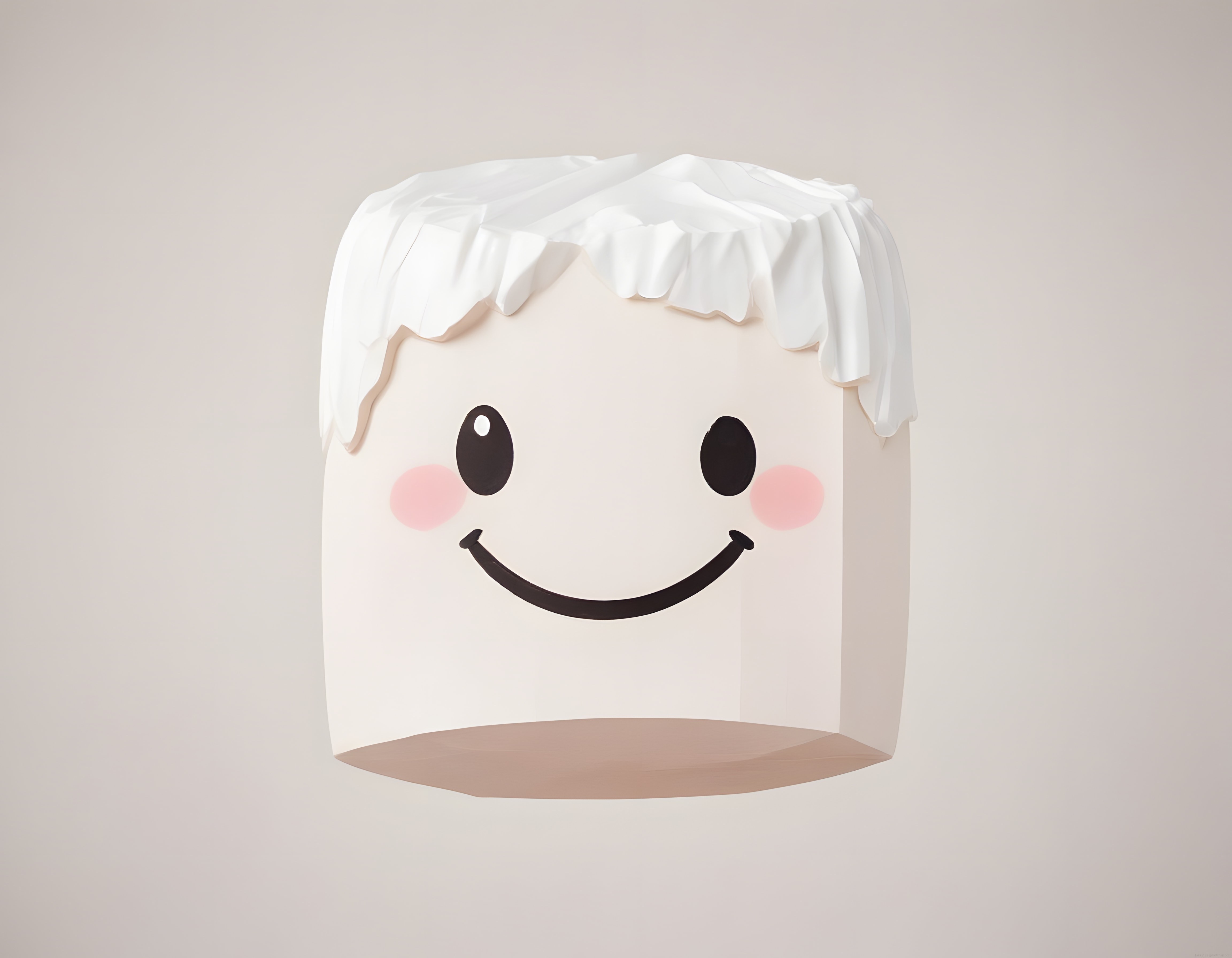Üzeri Beyaz Krema ile Kaplı Sevimli Marshmallow Karakter Mutlu Yüz İfadesi