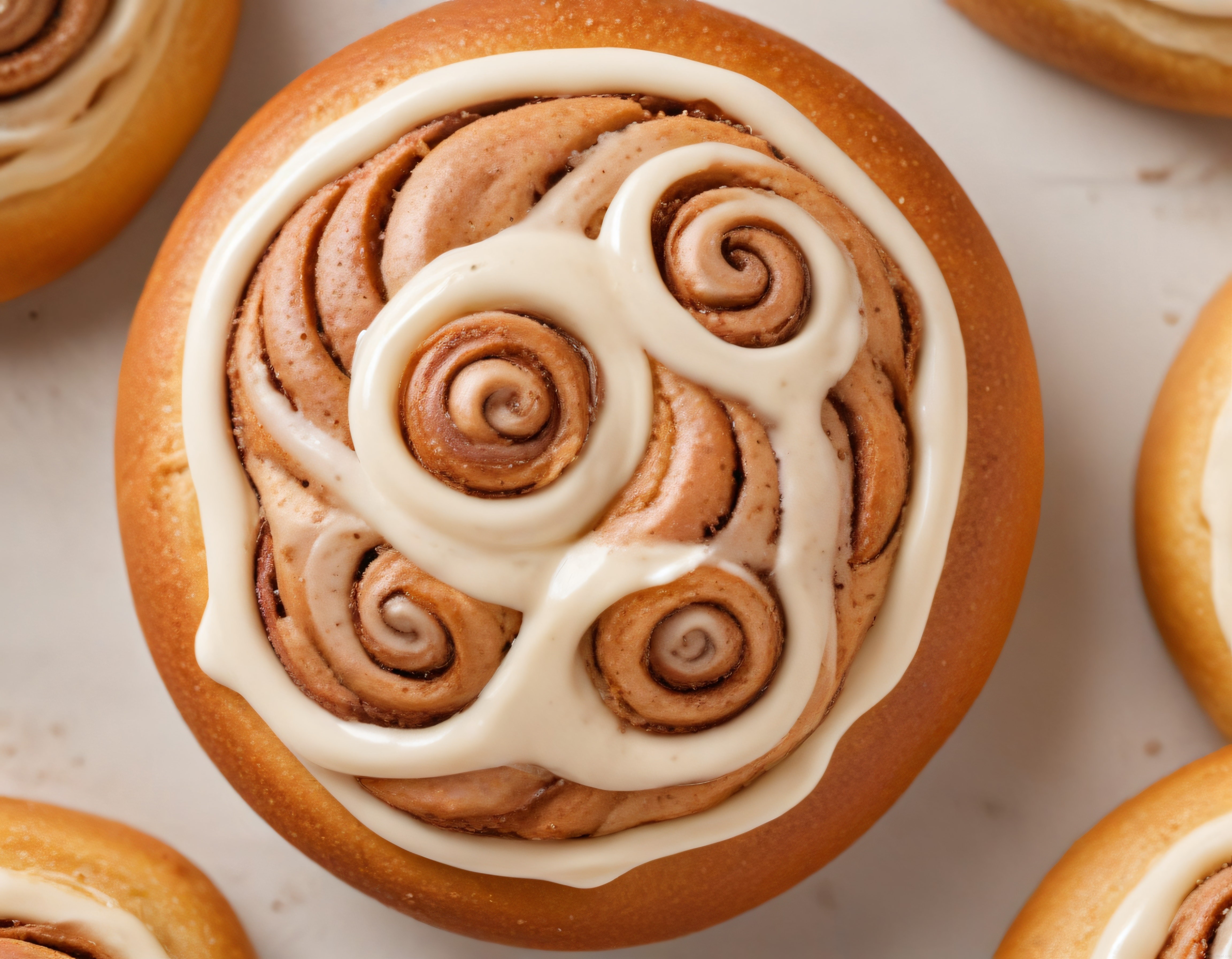 Üzeri Beyaz Kremayla Süslenmiş Tarçınlı Çörek ve Eşsiz Sunumu