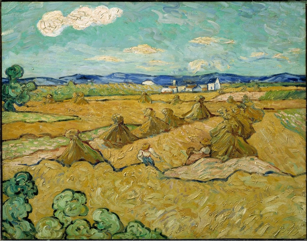 Van Gogh'un Buğday Tarlası ve Saman Yığınları Tablosu Sanatsal Manzara