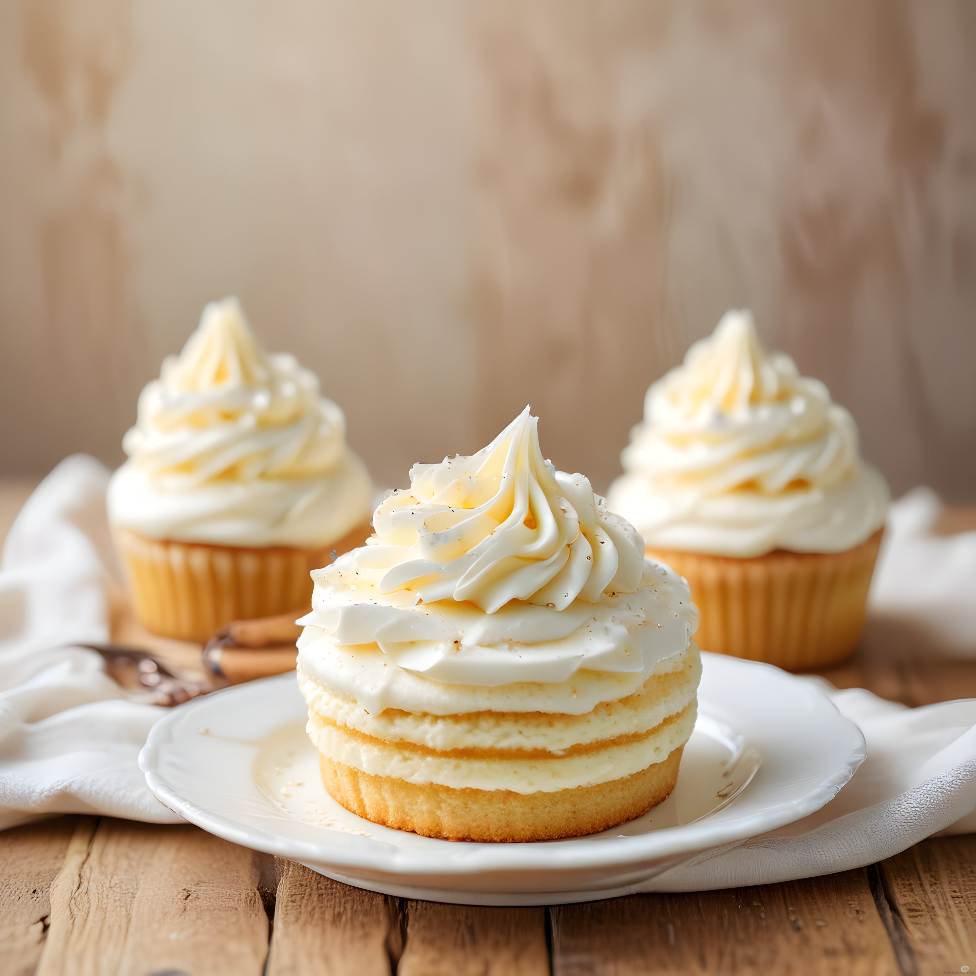 Vanilyalı Kremalı Mini Kat Pasta ve Ev Yapımı Cupcake Tatlı Sunumu