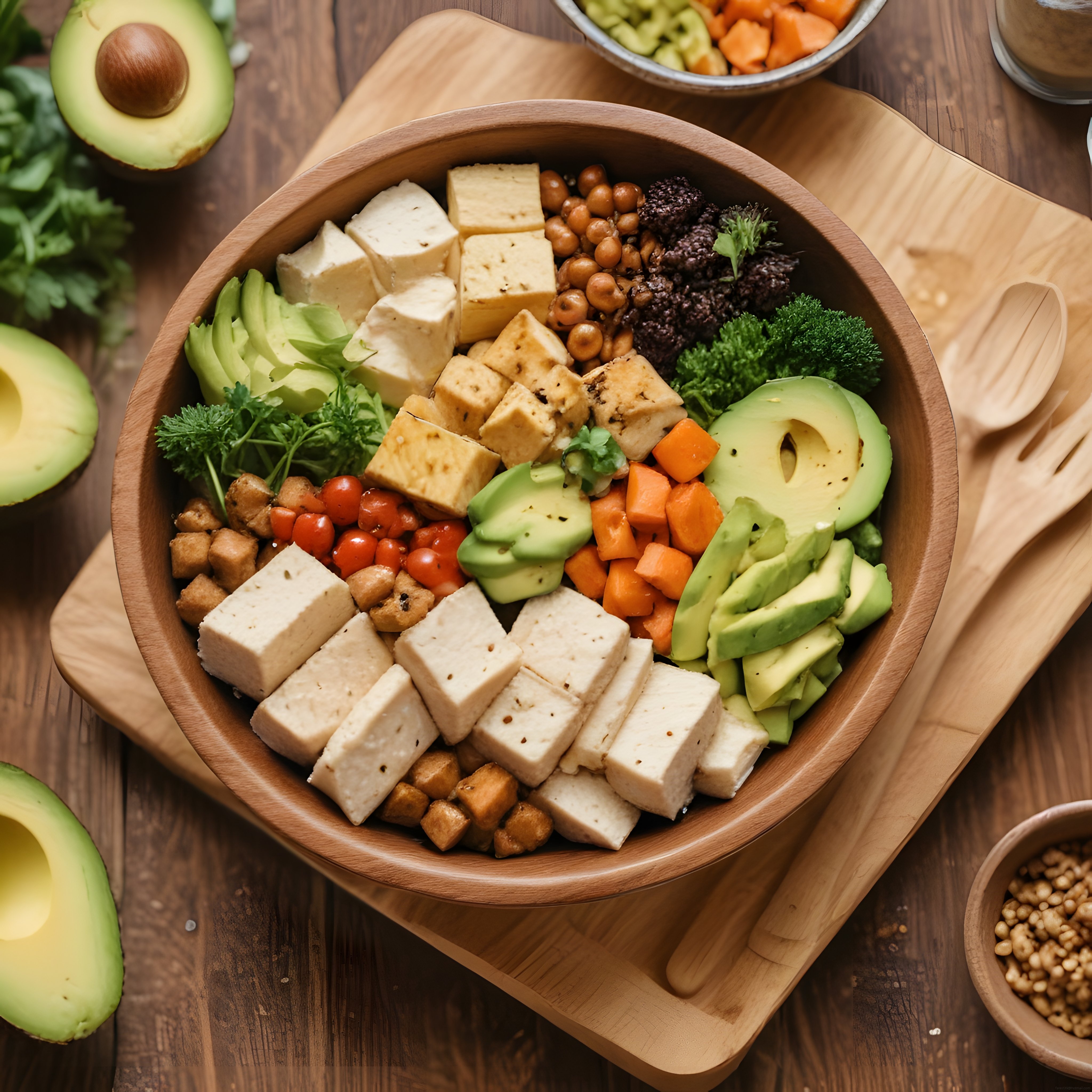 Vegan Buddha Bowl: Tofu, Avokado ve Sebzelerle Dolu Besleyici Kase