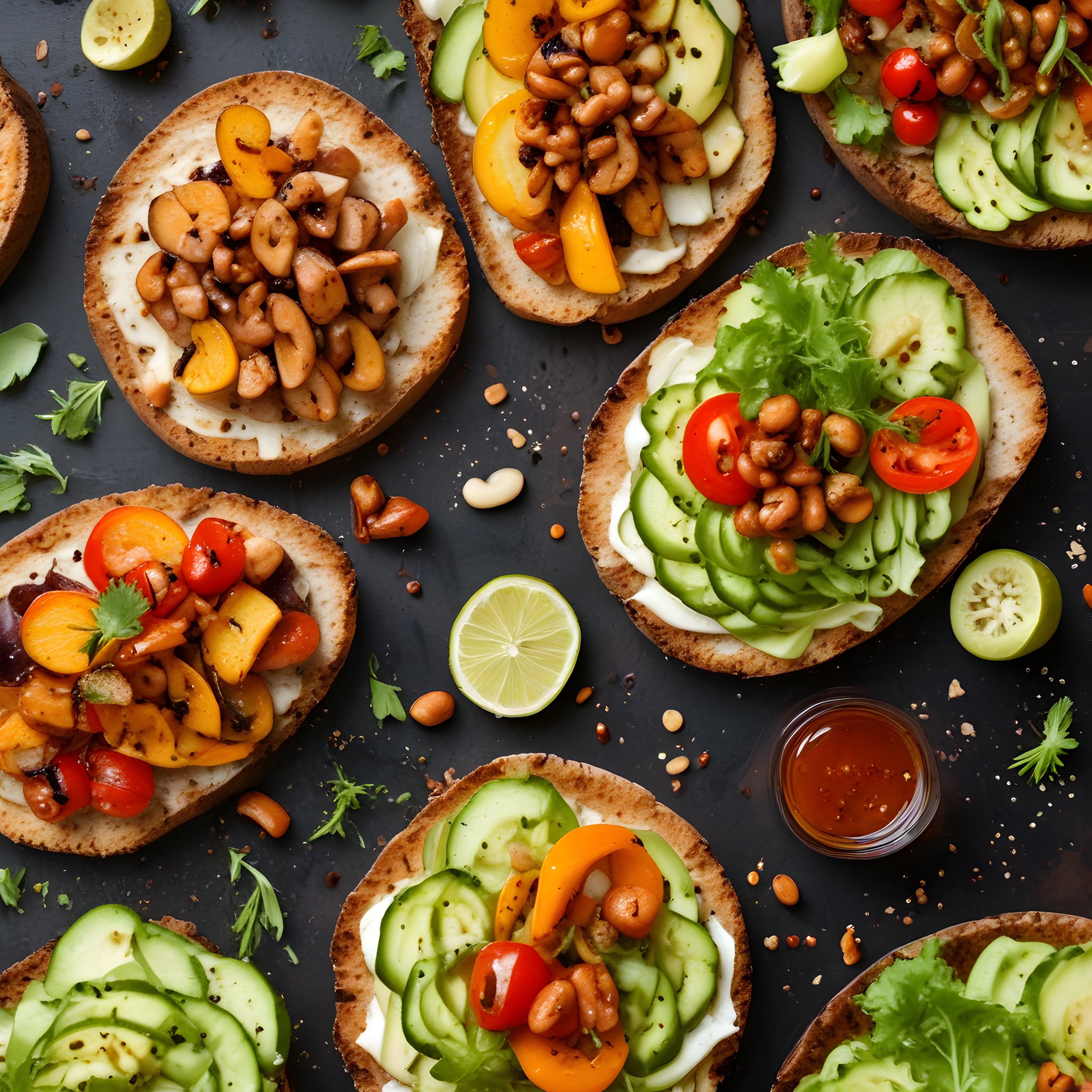 Vegan Sebzeli ve Baklagilli Açık Tostlar: Sağlıklı Kahvaltı Sunumu