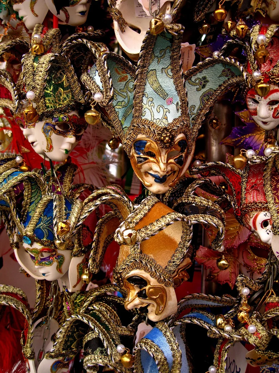 Venedik maskeli karnaval renkli geçit fotoğrafı