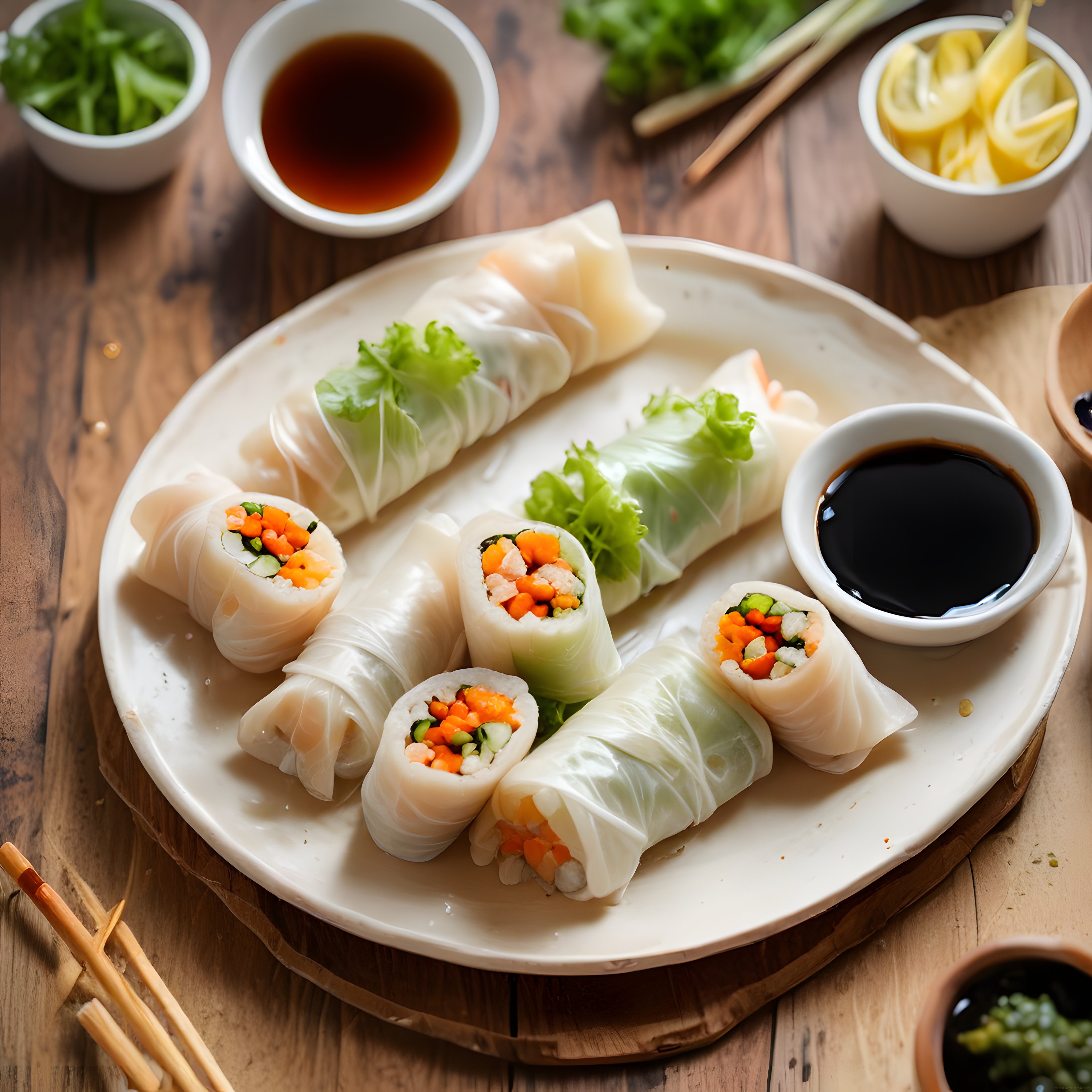 Vietnam Usulü Taze Bahar Ruloları: Karidesli Sebzeli Summer Rolls ve Sosları