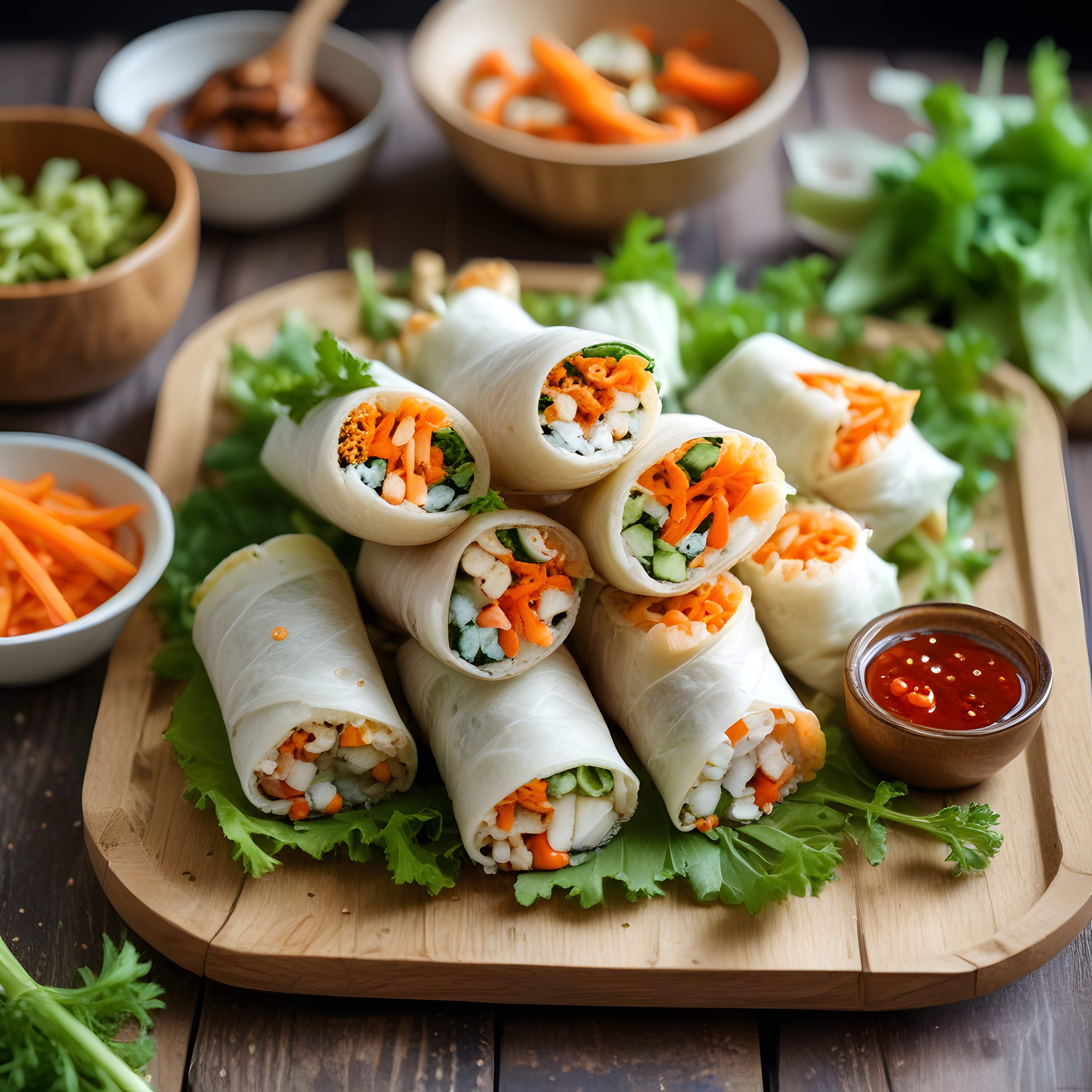 Vietnam Usulü Taze Bahar Ruloları: Sağlıklı Ev Yapımı Spring Rolls Sunumu