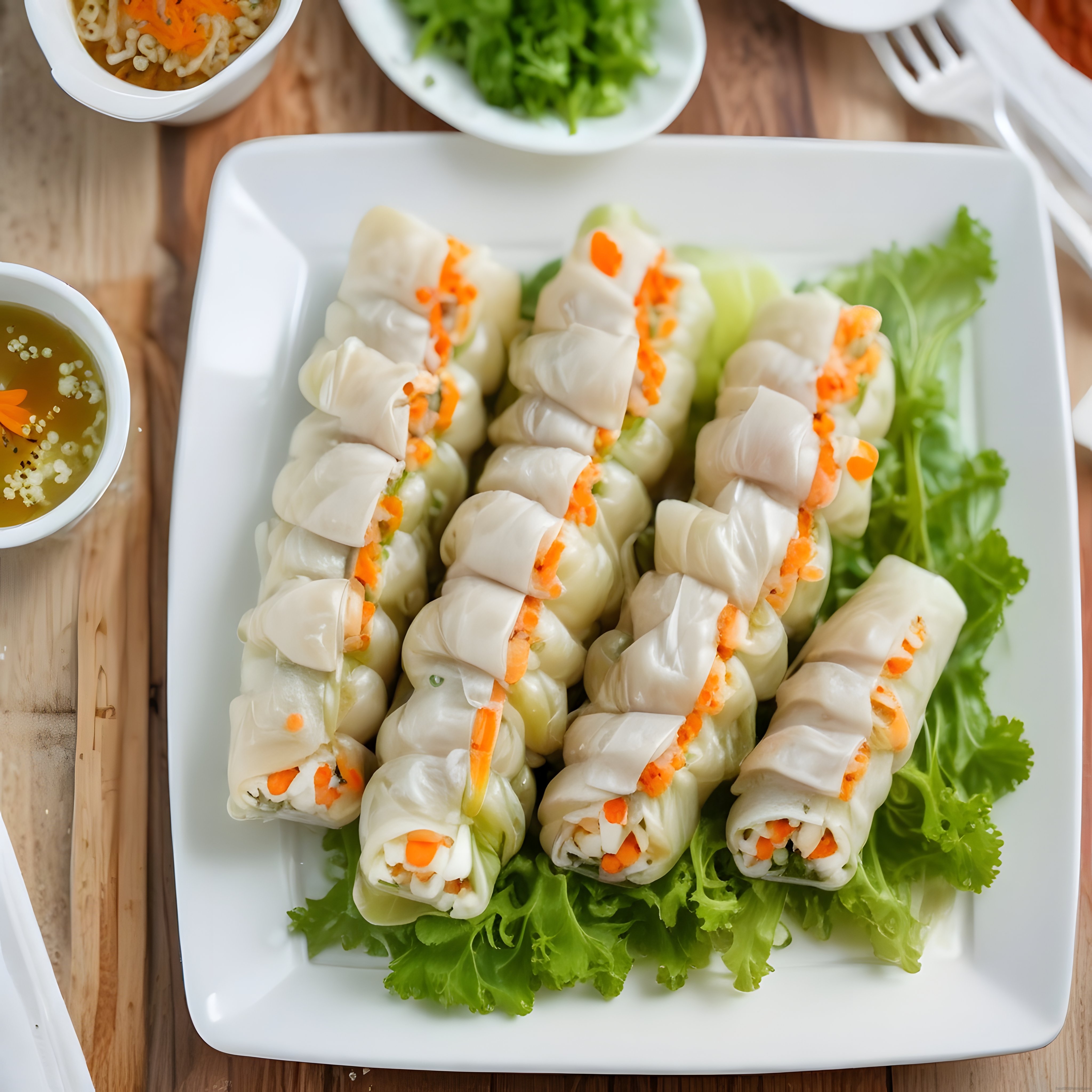 Vietnam Usulü Taze Sebzeli Spring Roll: Ev Yapımı Şeffaf Pirinç Rulo