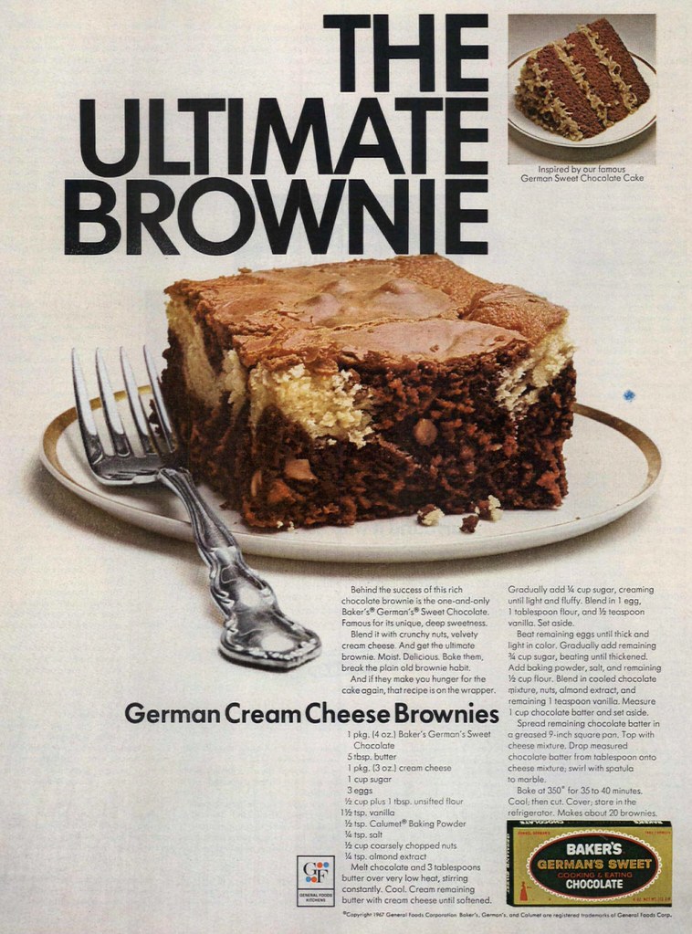 Vintage Alman Krem Peynirli Brownie Tarifi ve Çikolatalı Tatlı Fotoğrafı