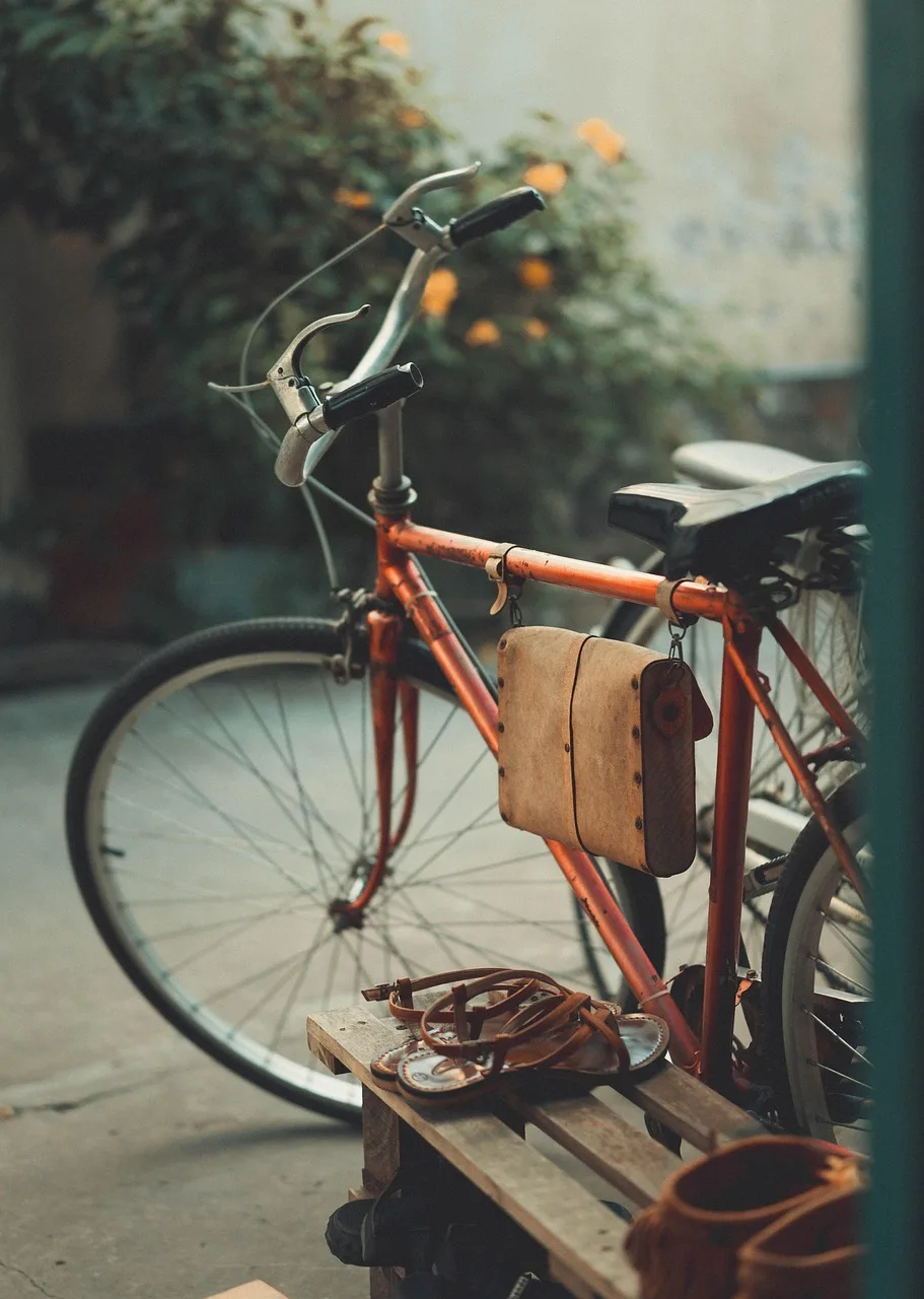 Vintage bisiklet bahçe fotoğrafı - retro stil