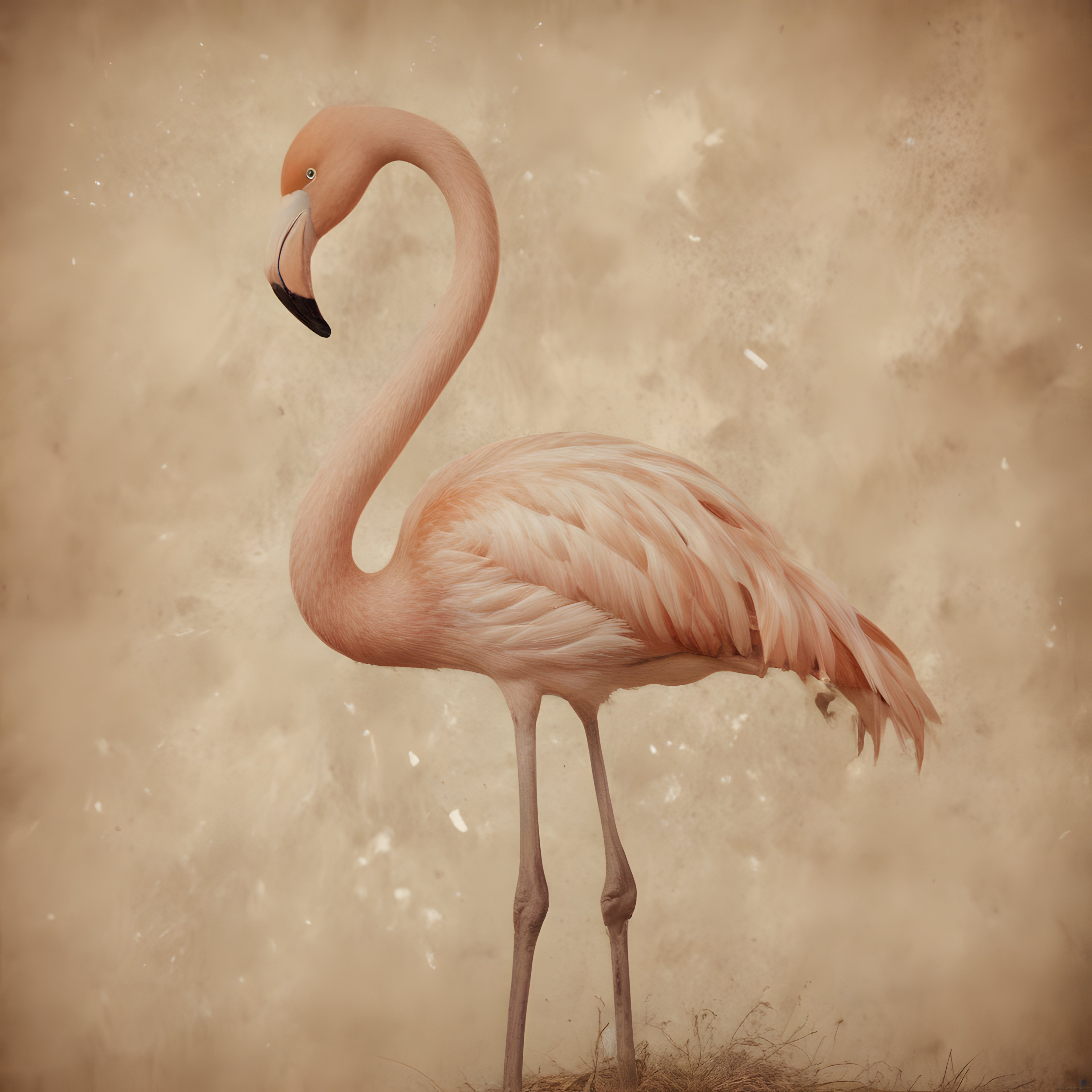 Vintage eskitme flamingo portresi pastel tonlu duvar kağıdı ve poster tasarımı