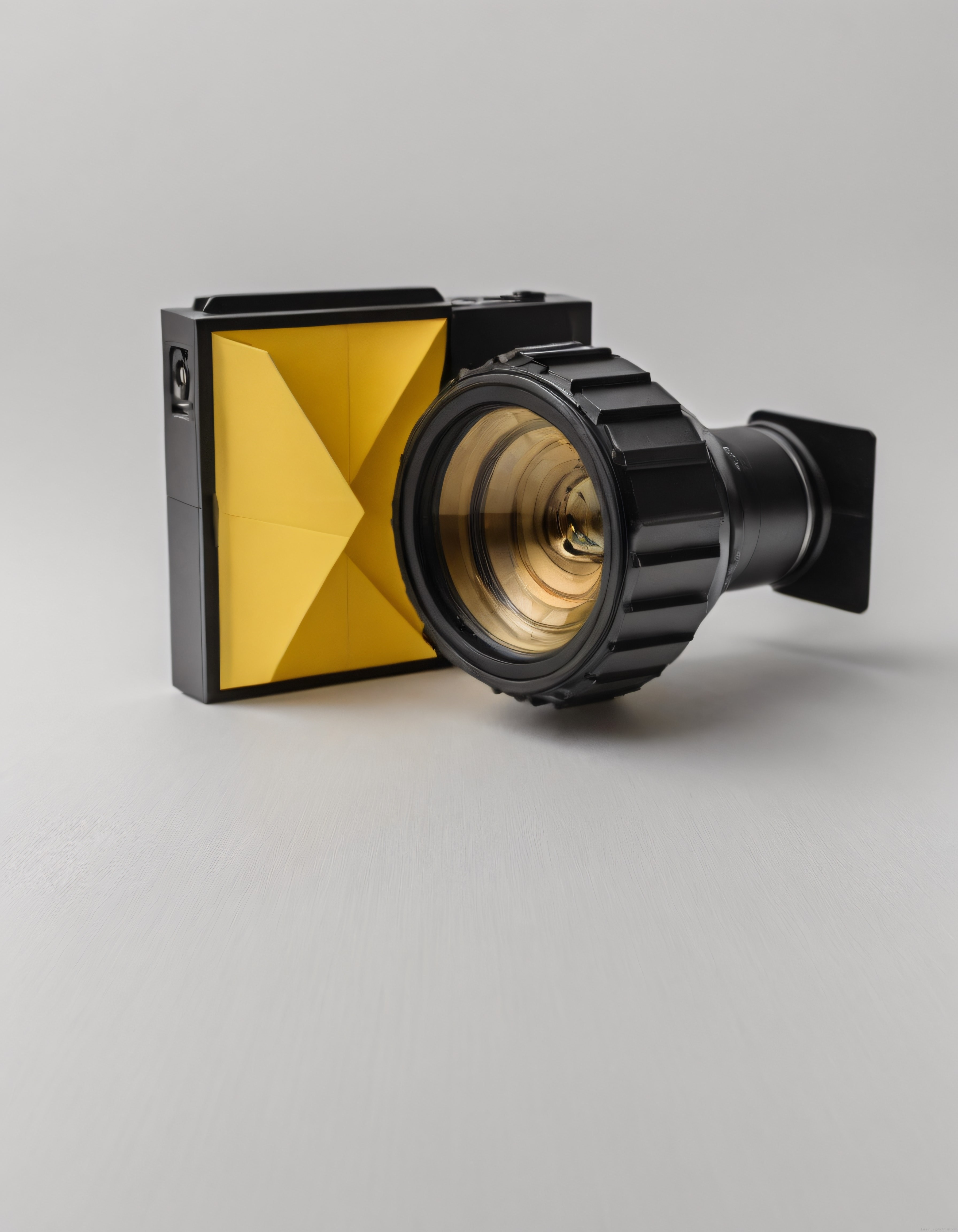 vintage tarzda geometrik sarı detaylı analog fotoğraf makinesi konsepti