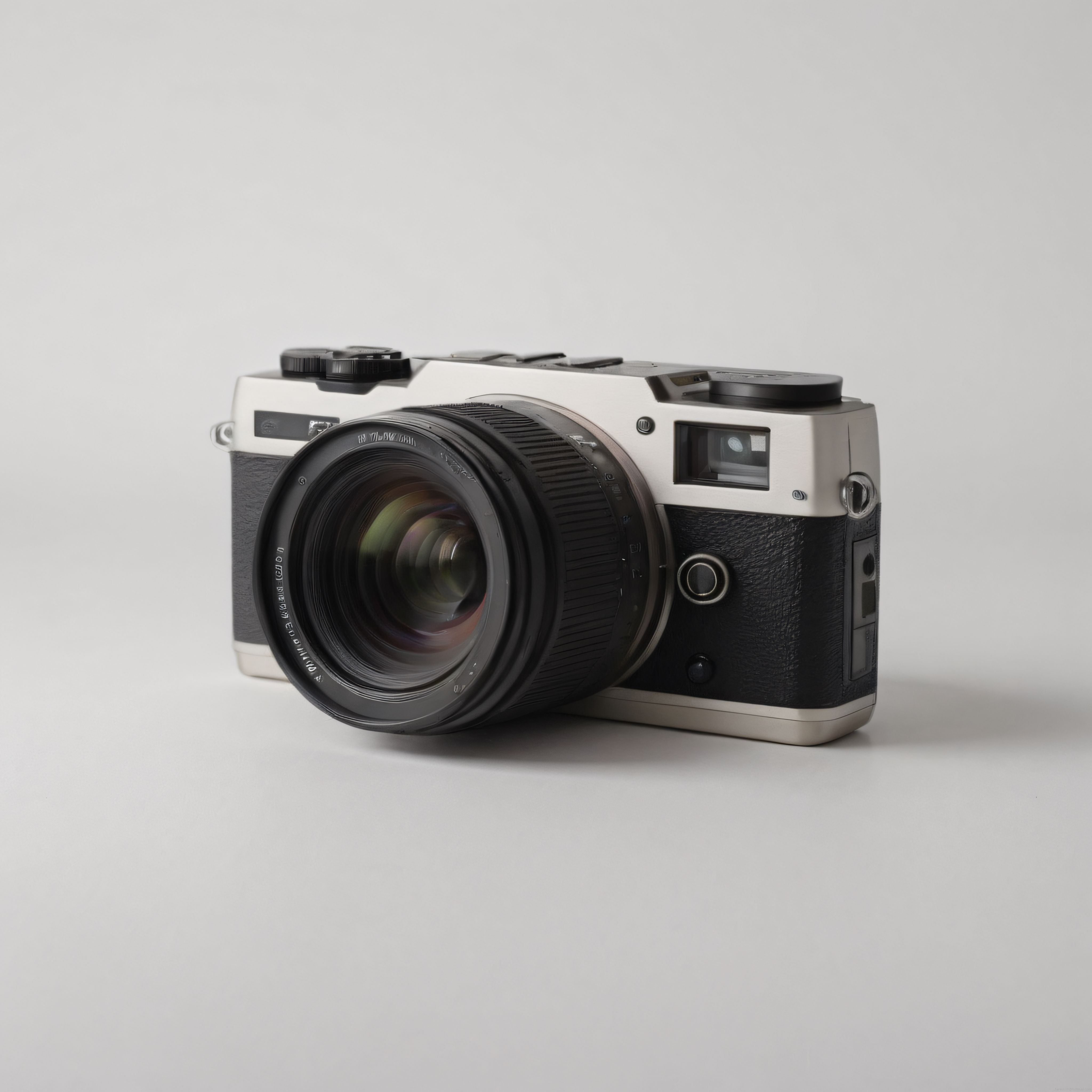 Vintage Tarzı Gümüş Siyah Analog Fotoğraf Makinesi ve Optik Lens Detayı